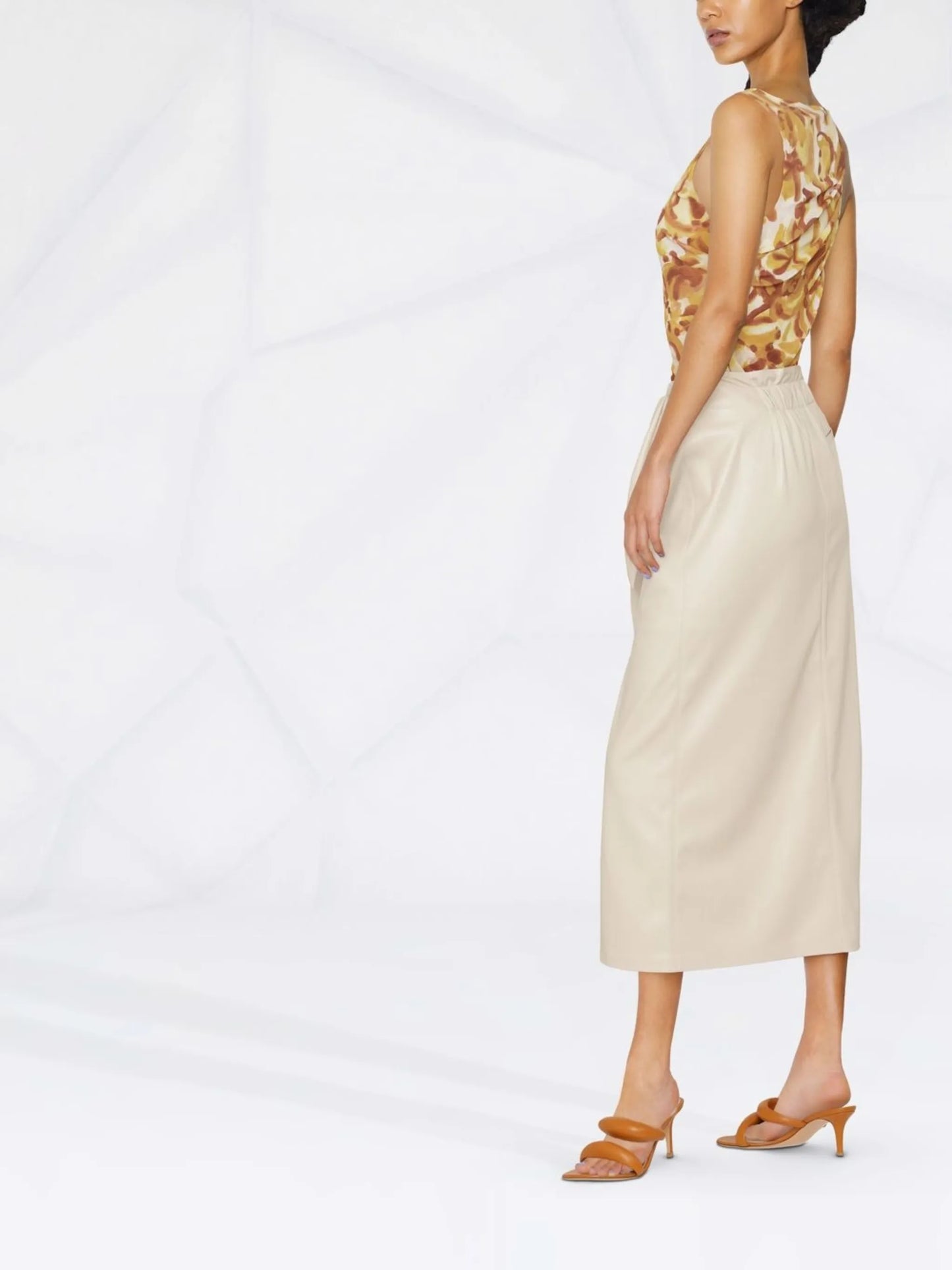 vegan-leather wrap skirt