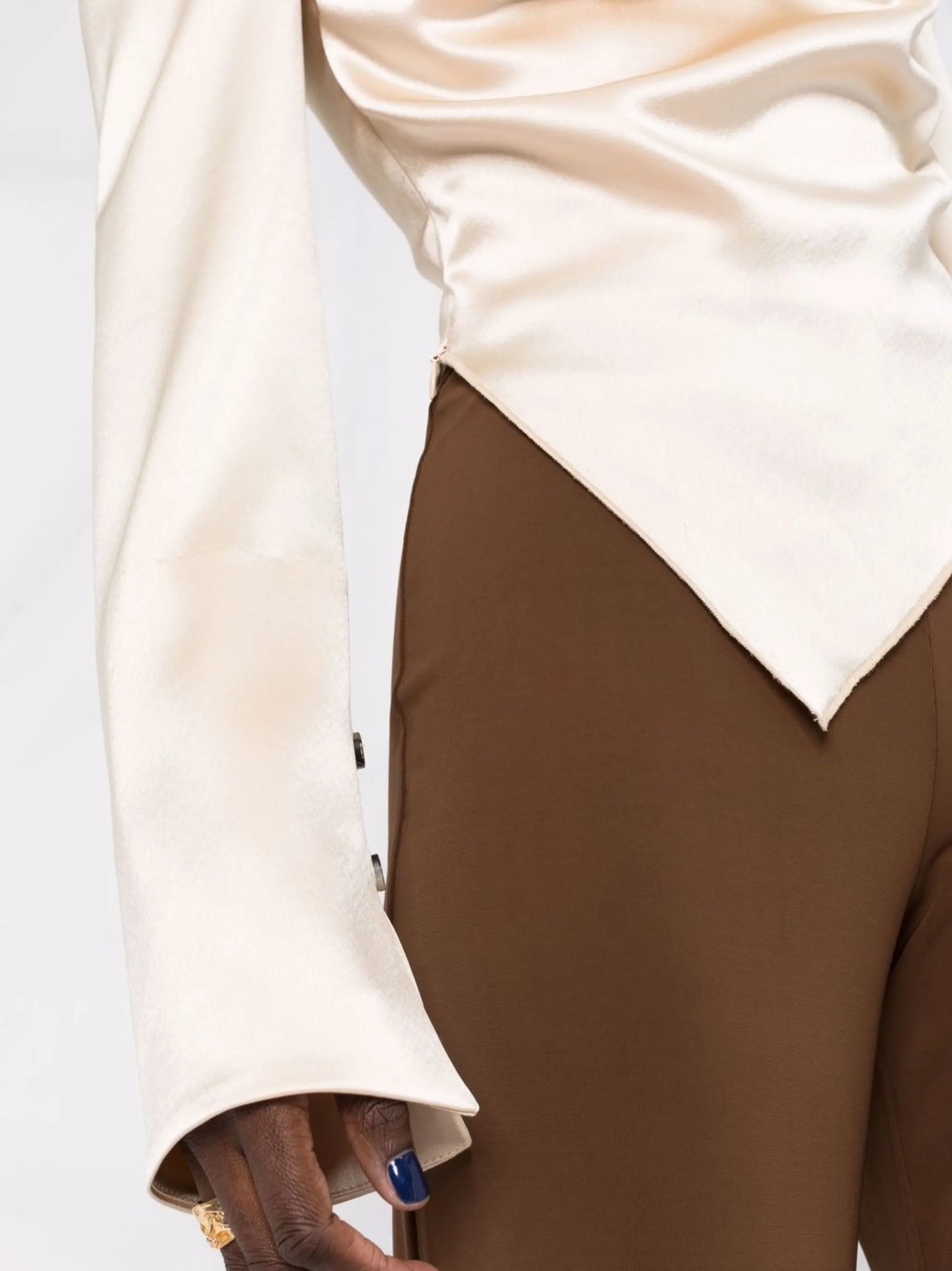 draped-front satin blouse