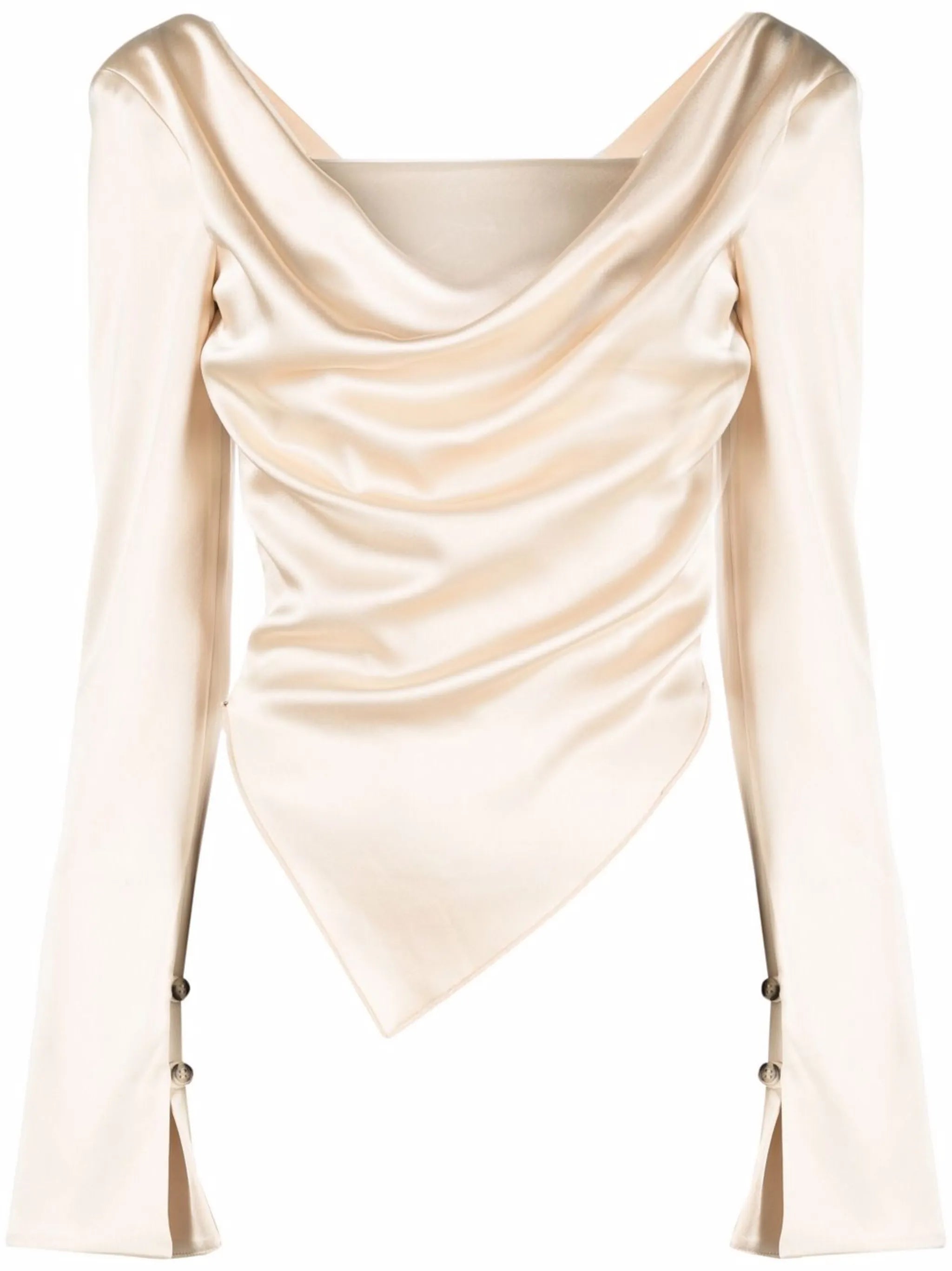 draped-front satin blouse