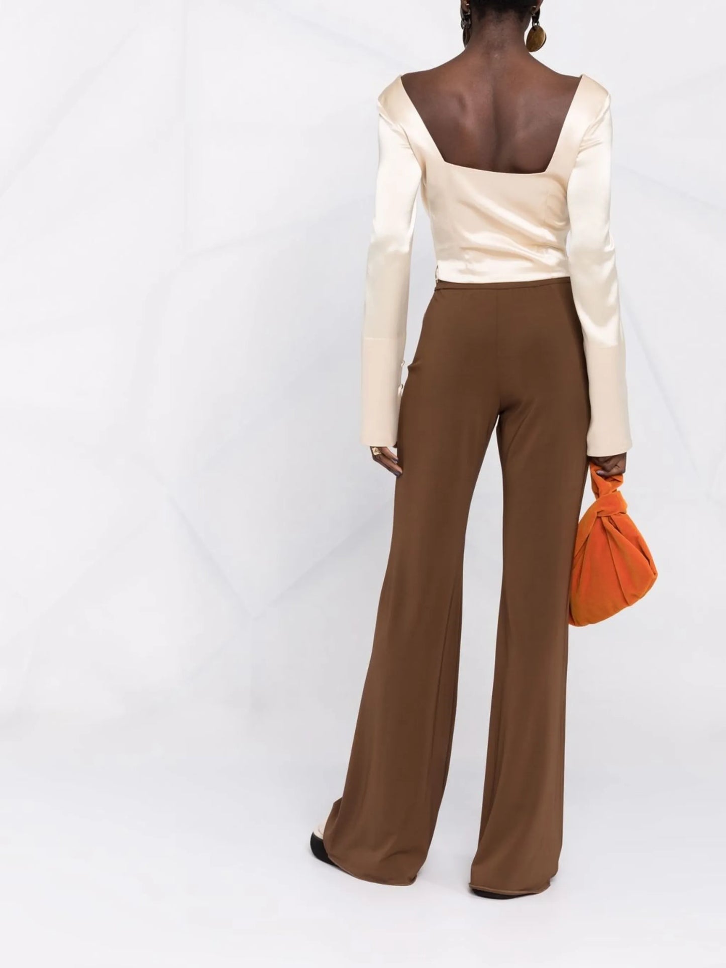 draped-front satin blouse