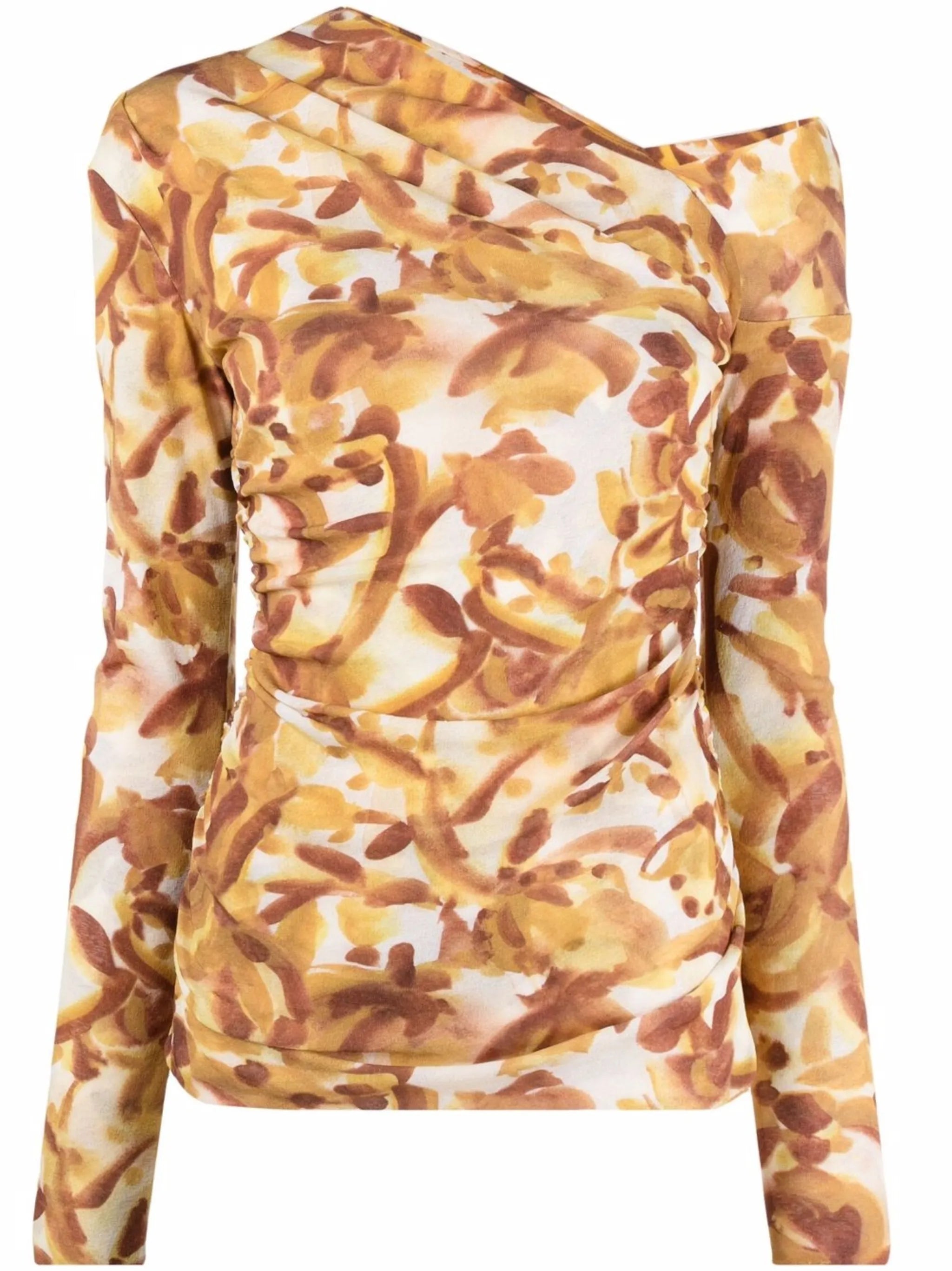 abstract-floral asymmetric-neckline top