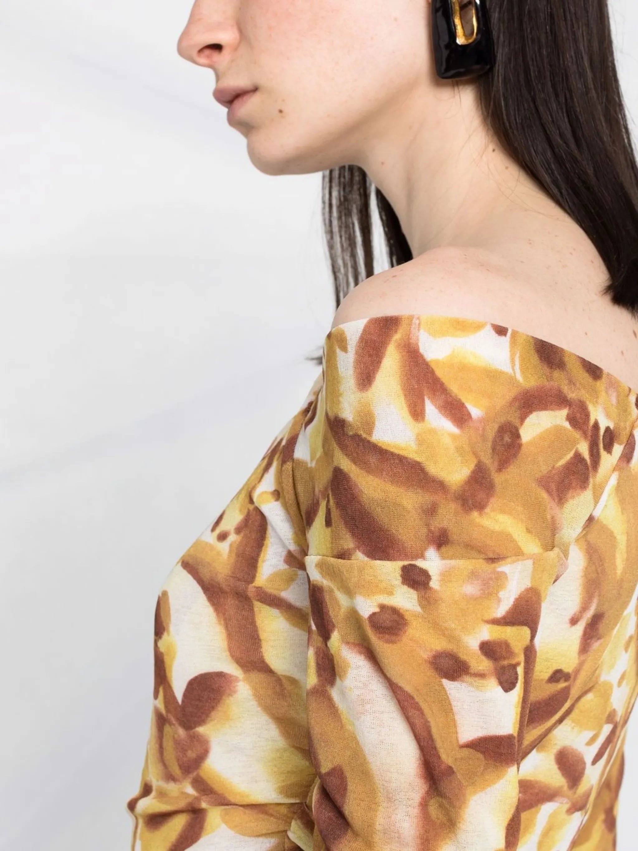 abstract-floral asymmetric-neckline top