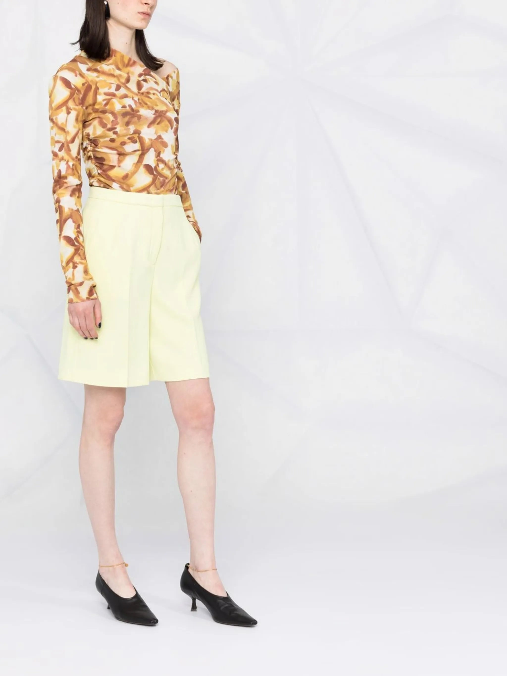 abstract-floral asymmetric-neckline top