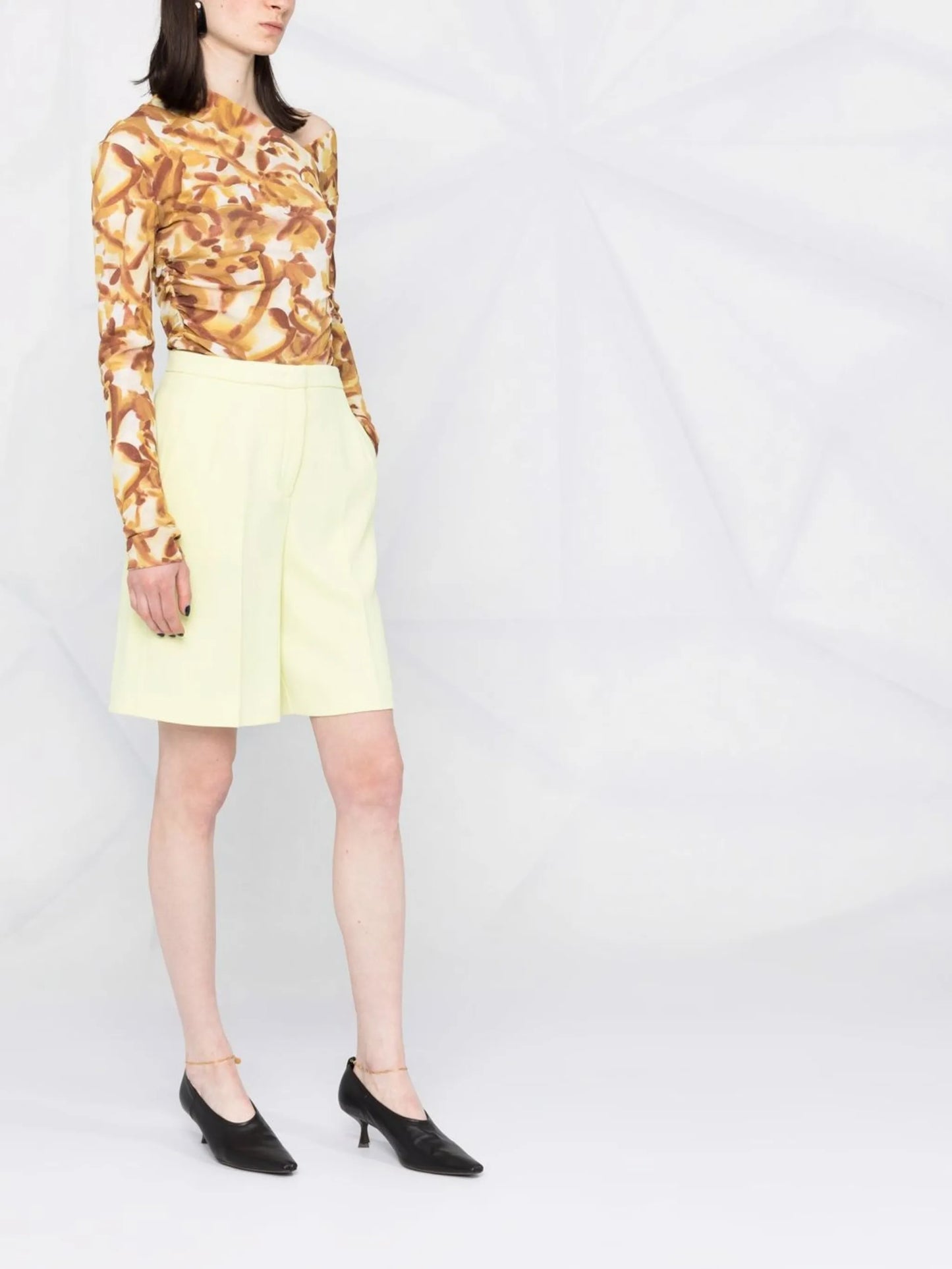 abstract-floral asymmetric-neckline top