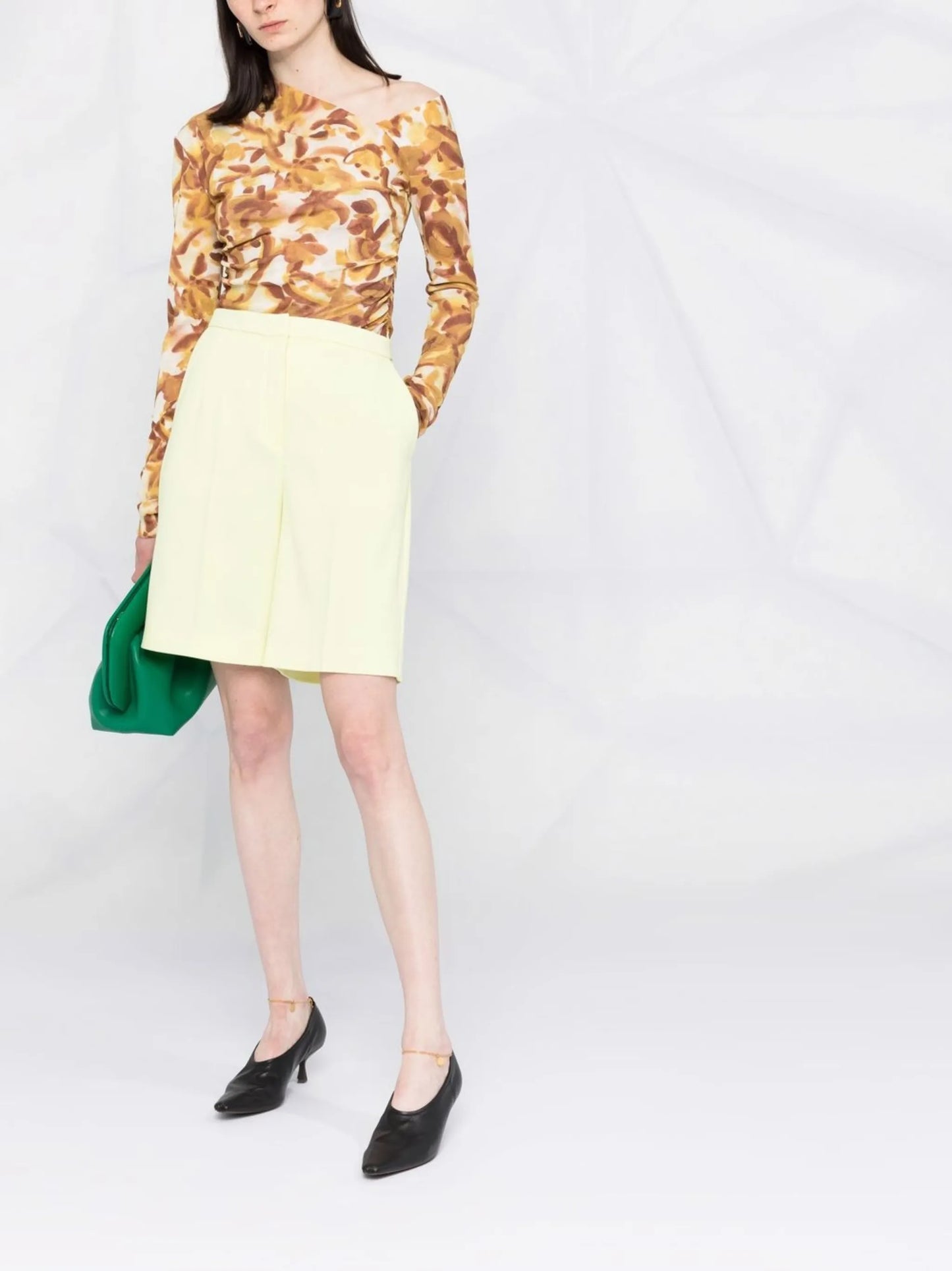 abstract-floral asymmetric-neckline top