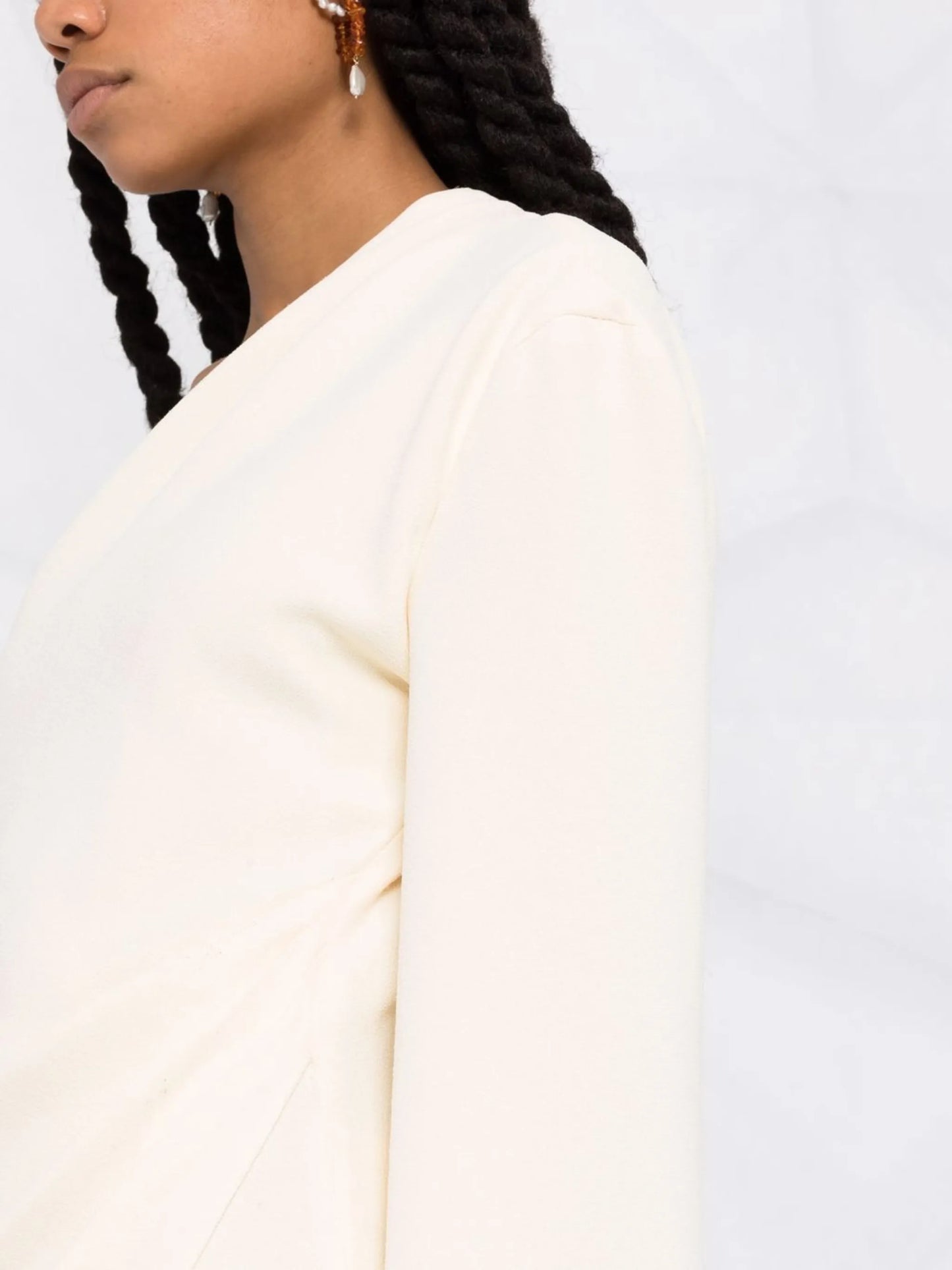 one-shoulder midi wrap dress