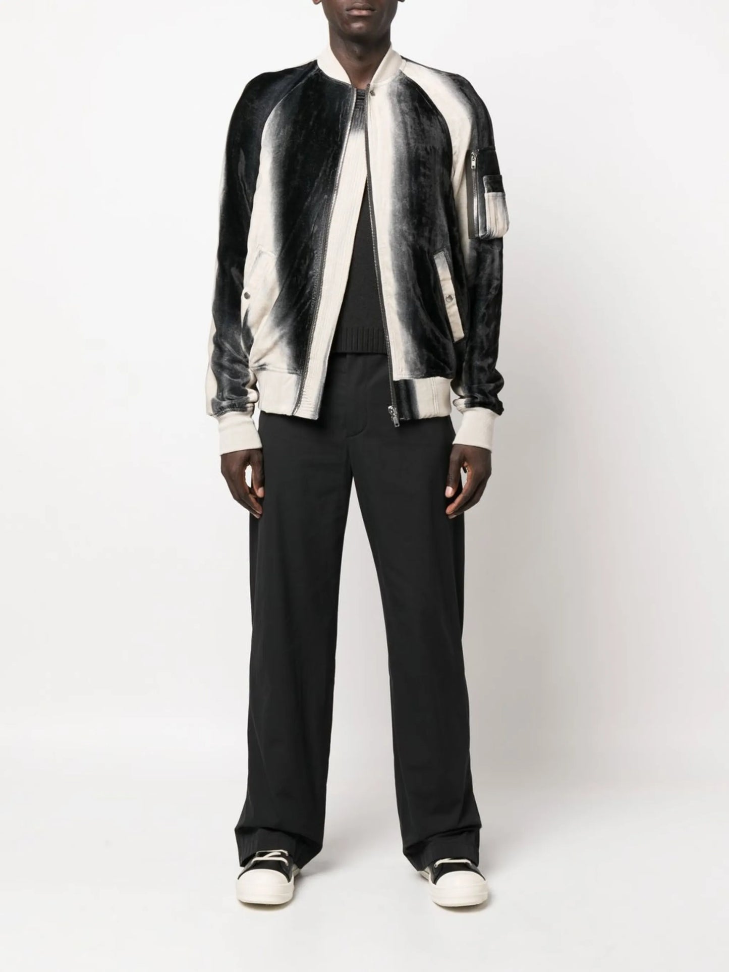 Flight faded-effect bomber jacket