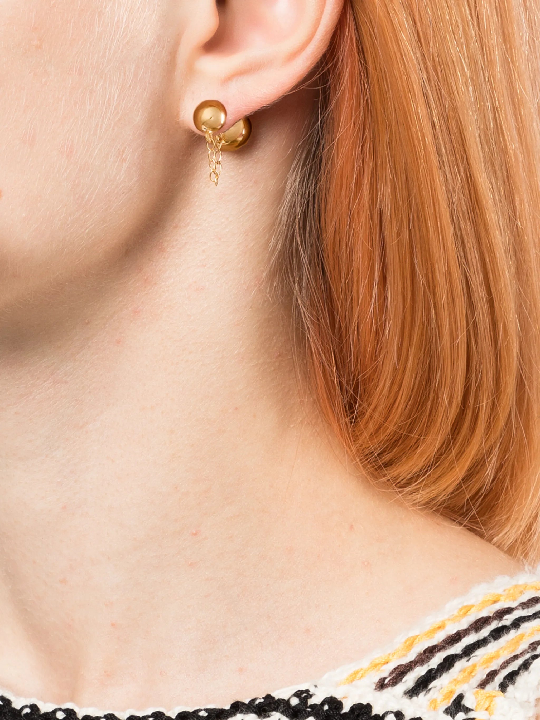 chain link-detail stud earrings