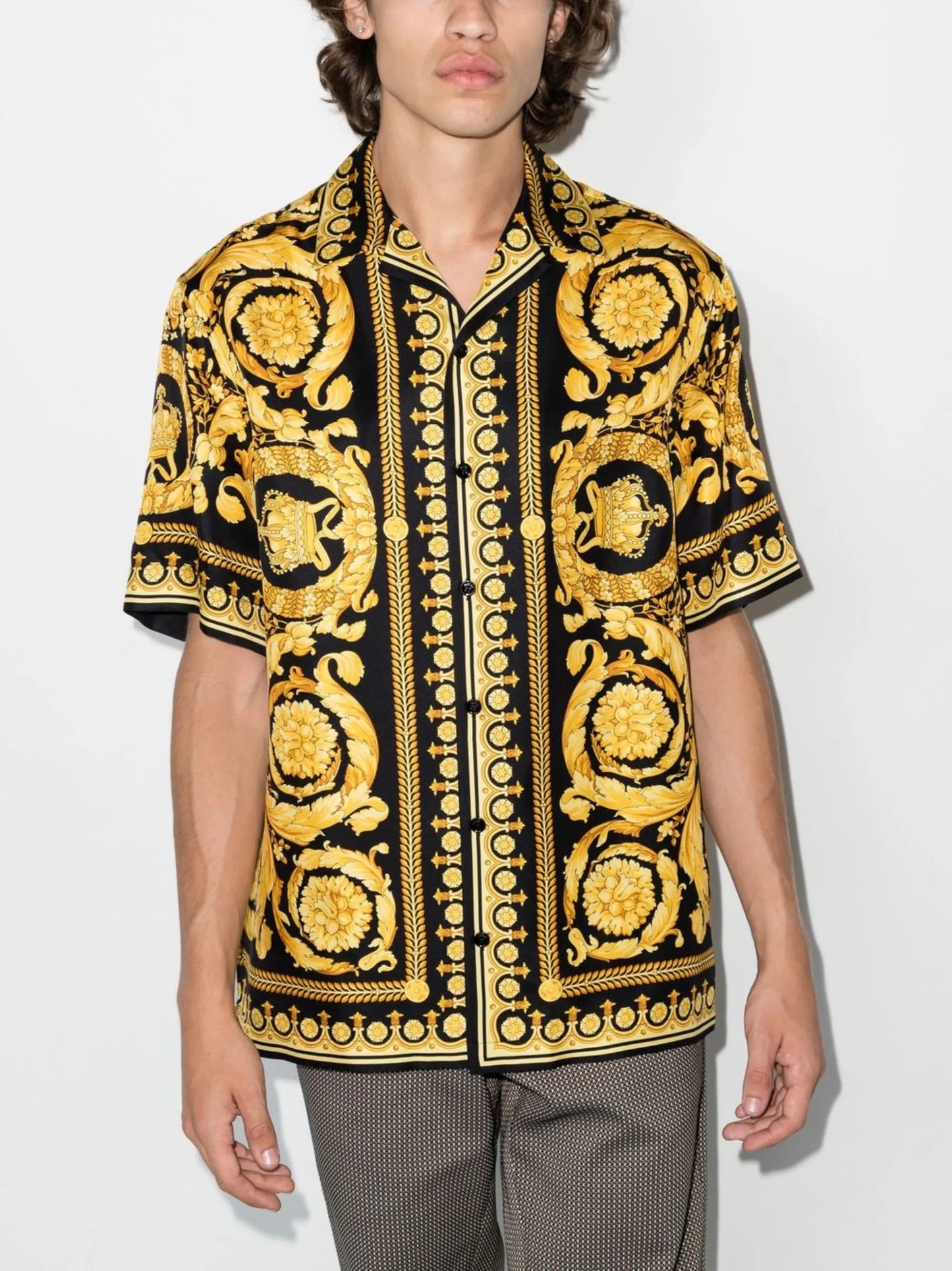 Barocco print silk shirt