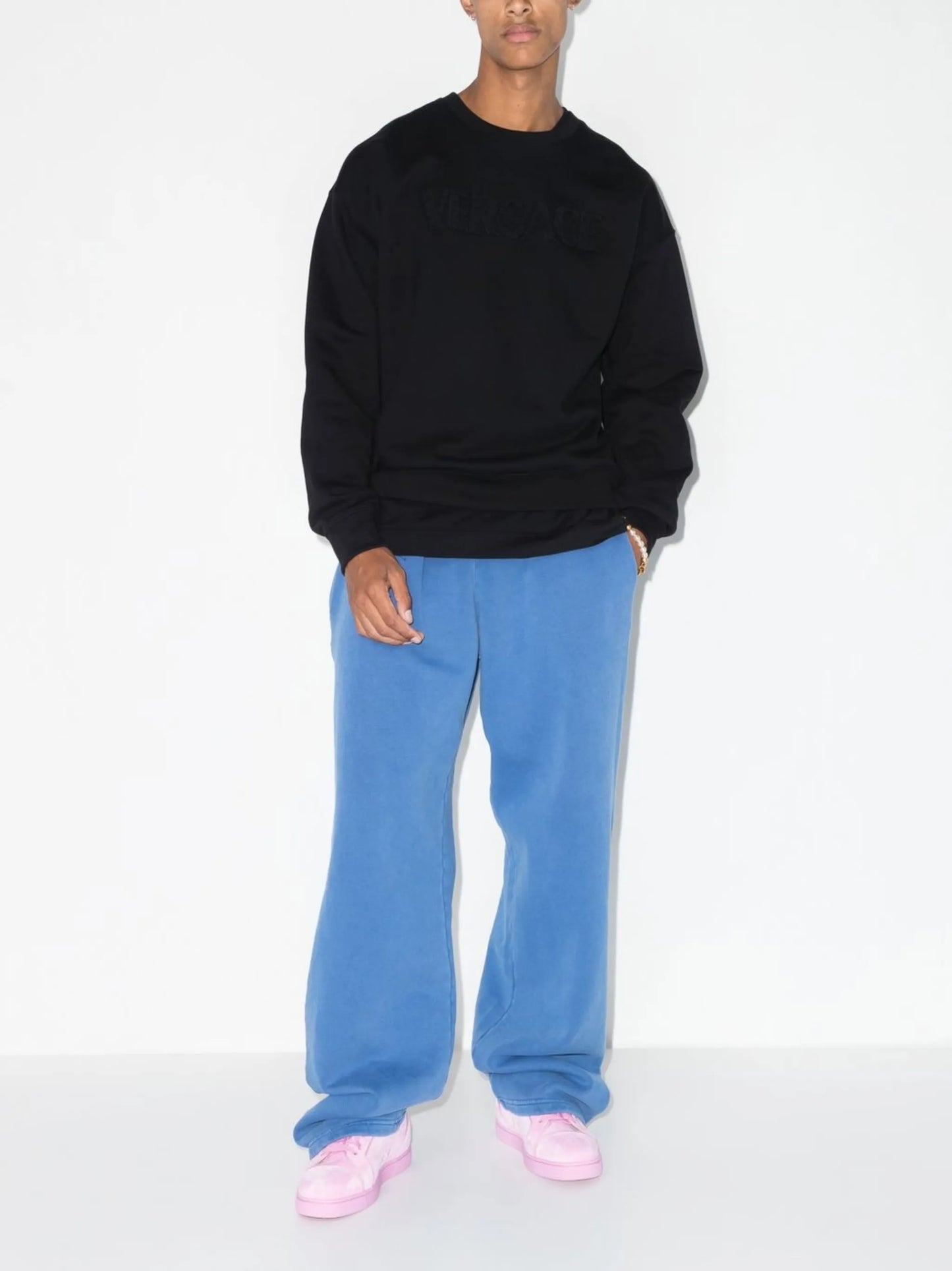 embroidered logo crew neck sweatshirt