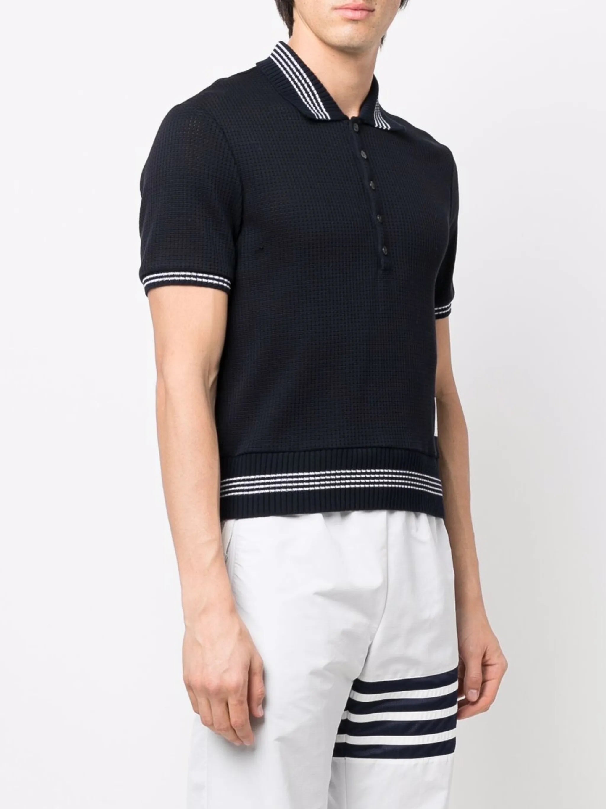 waffle-knit polo shirt