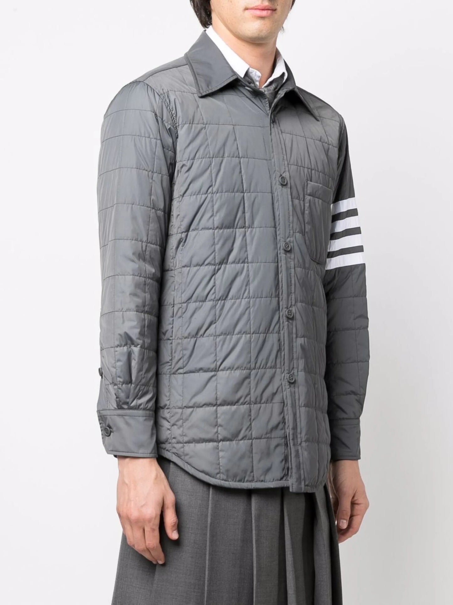 4-Bar stripe padded shirt jacket