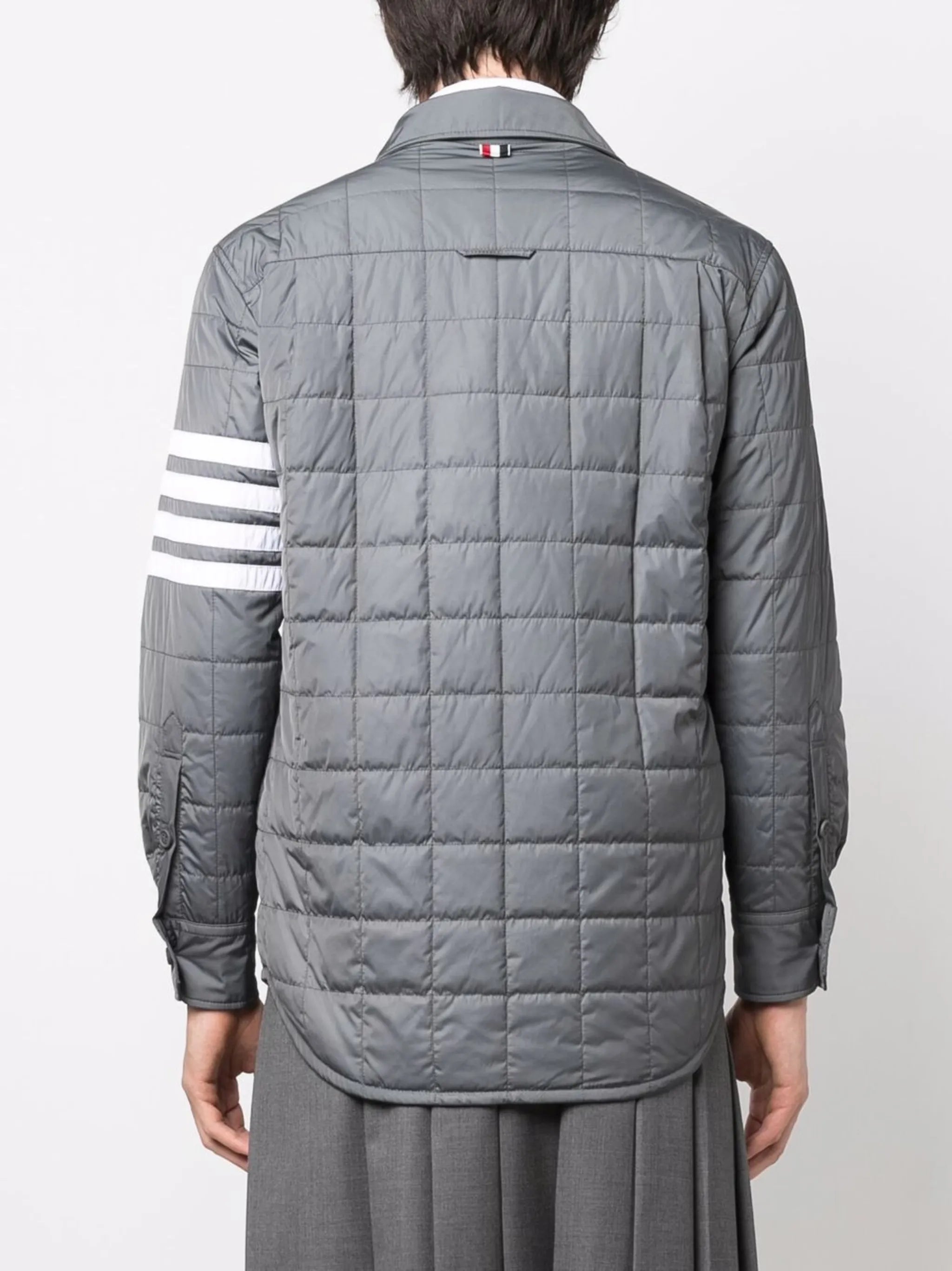 4-Bar stripe padded shirt jacket