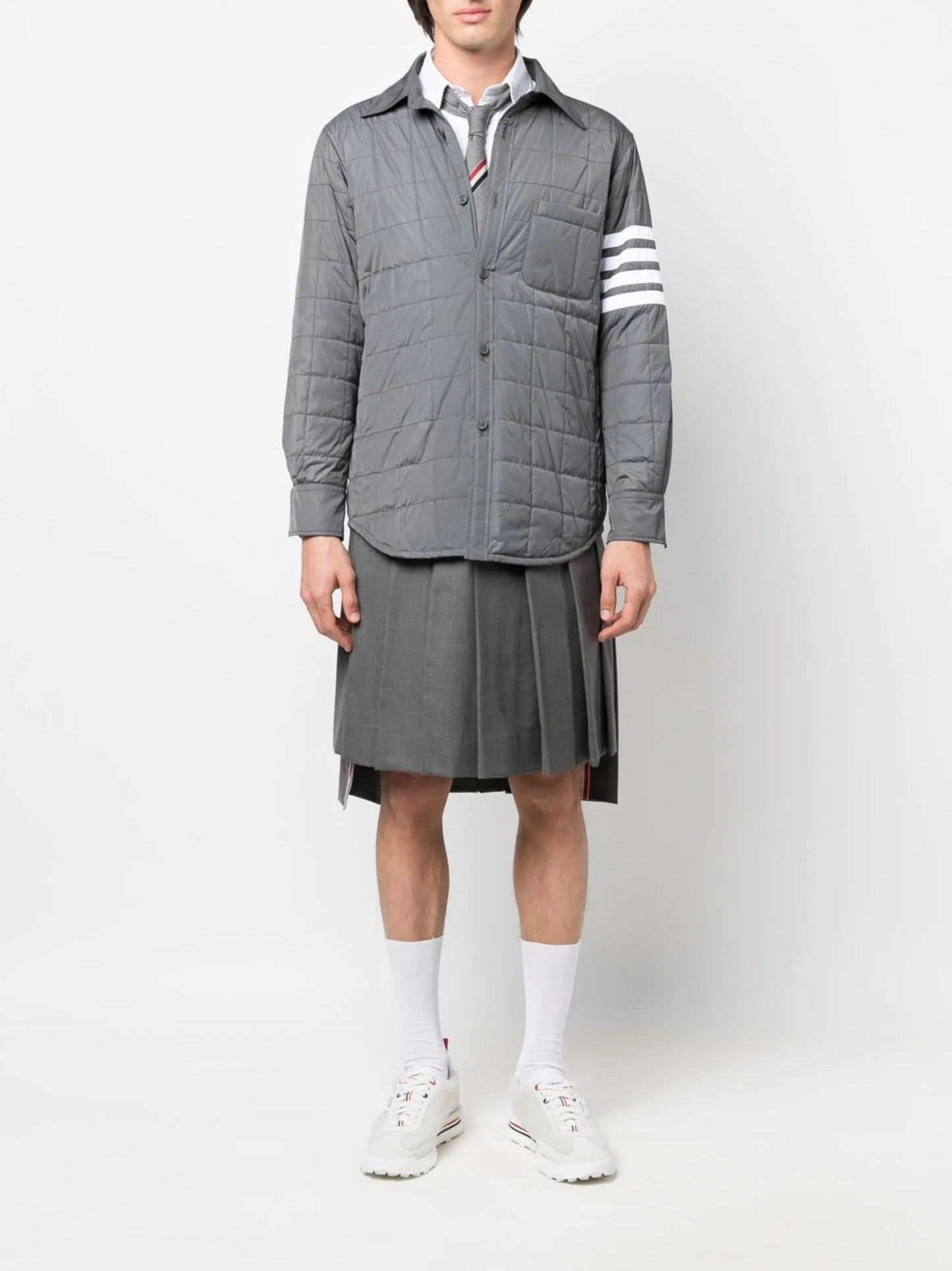4-Bar stripe padded shirt jacket