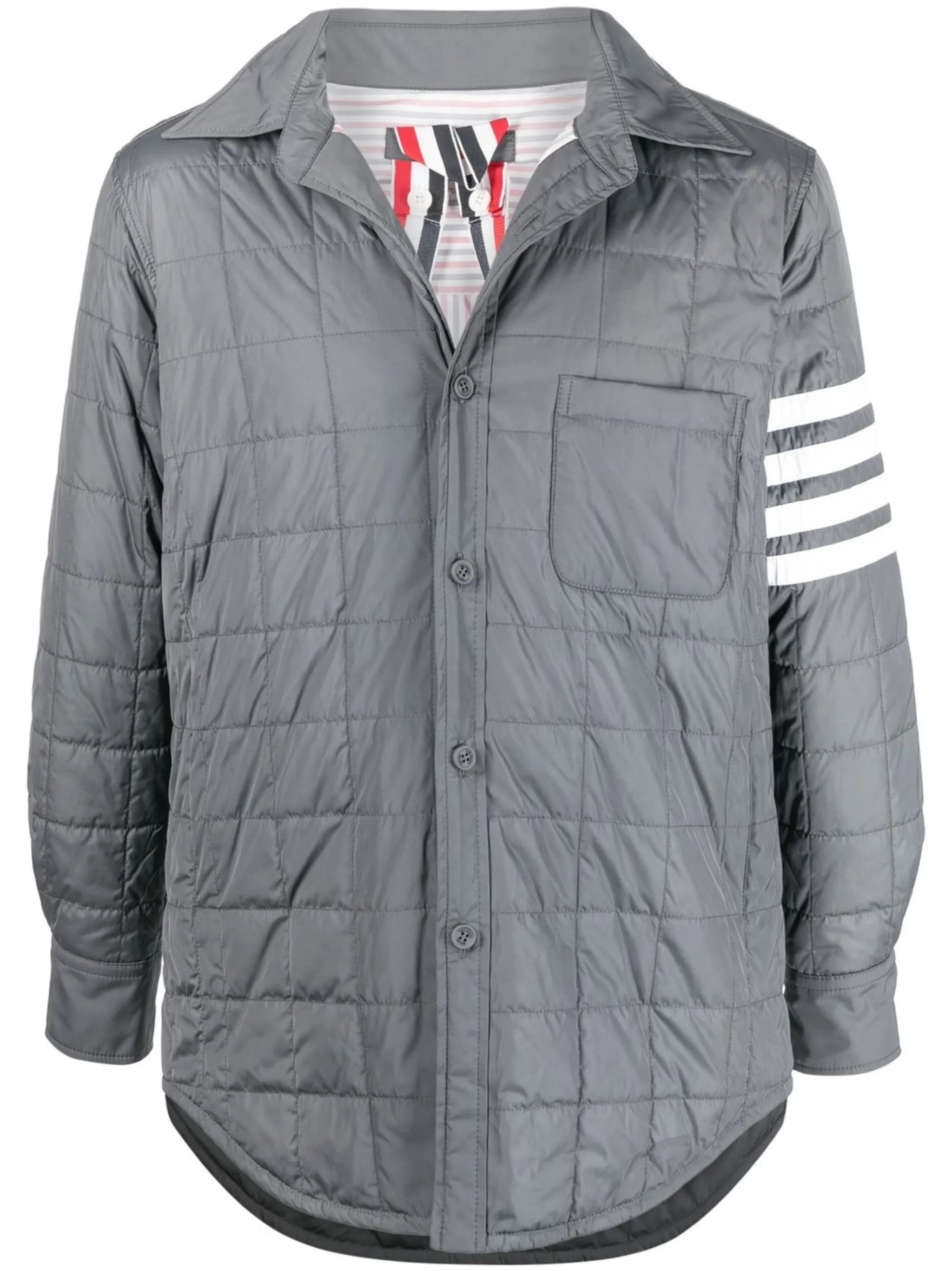 4-Bar stripe padded shirt jacket