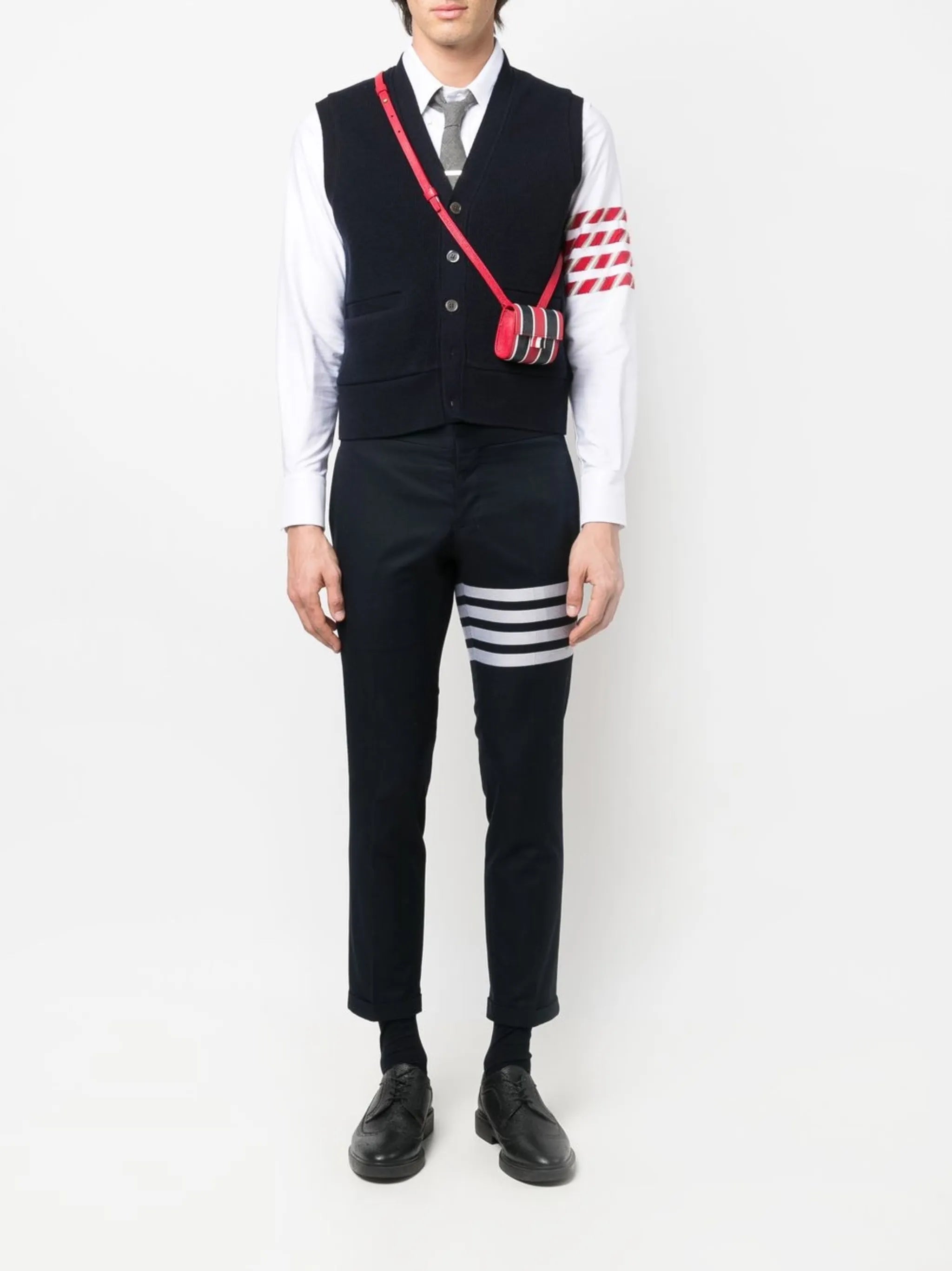 mini vertical-stripe pouch bag