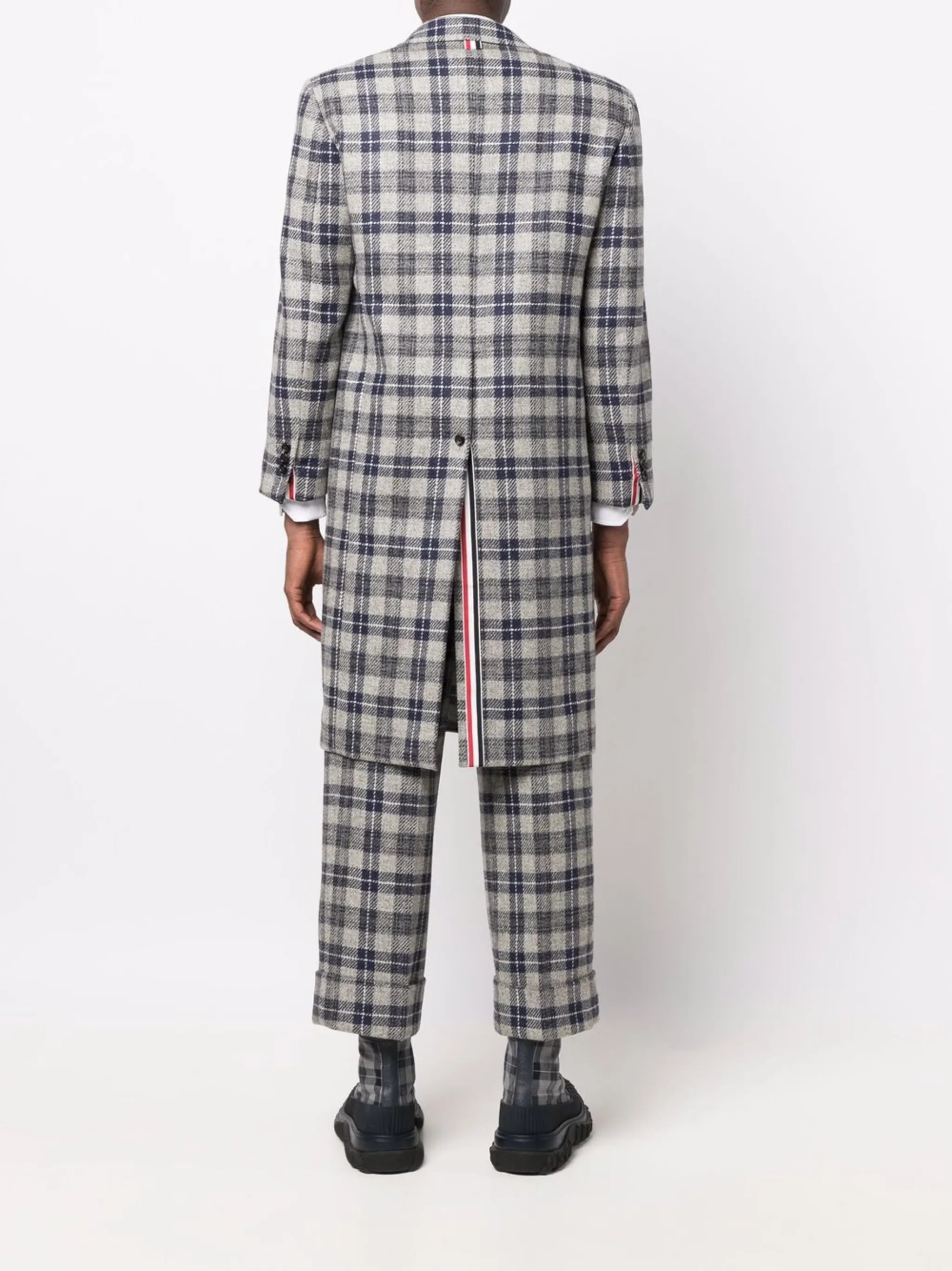 tartan check pattern overcoat