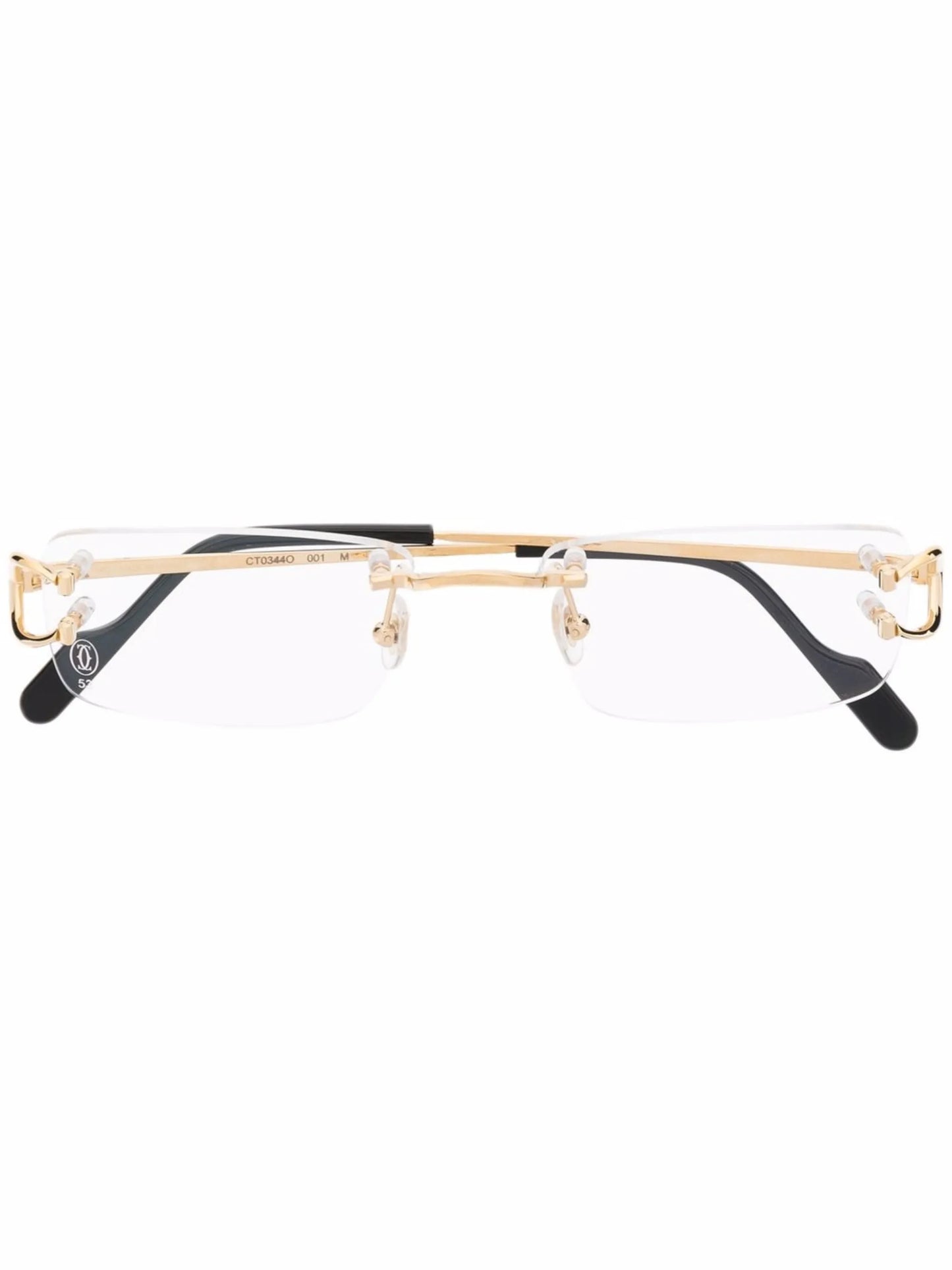 rimless square-frame glasses