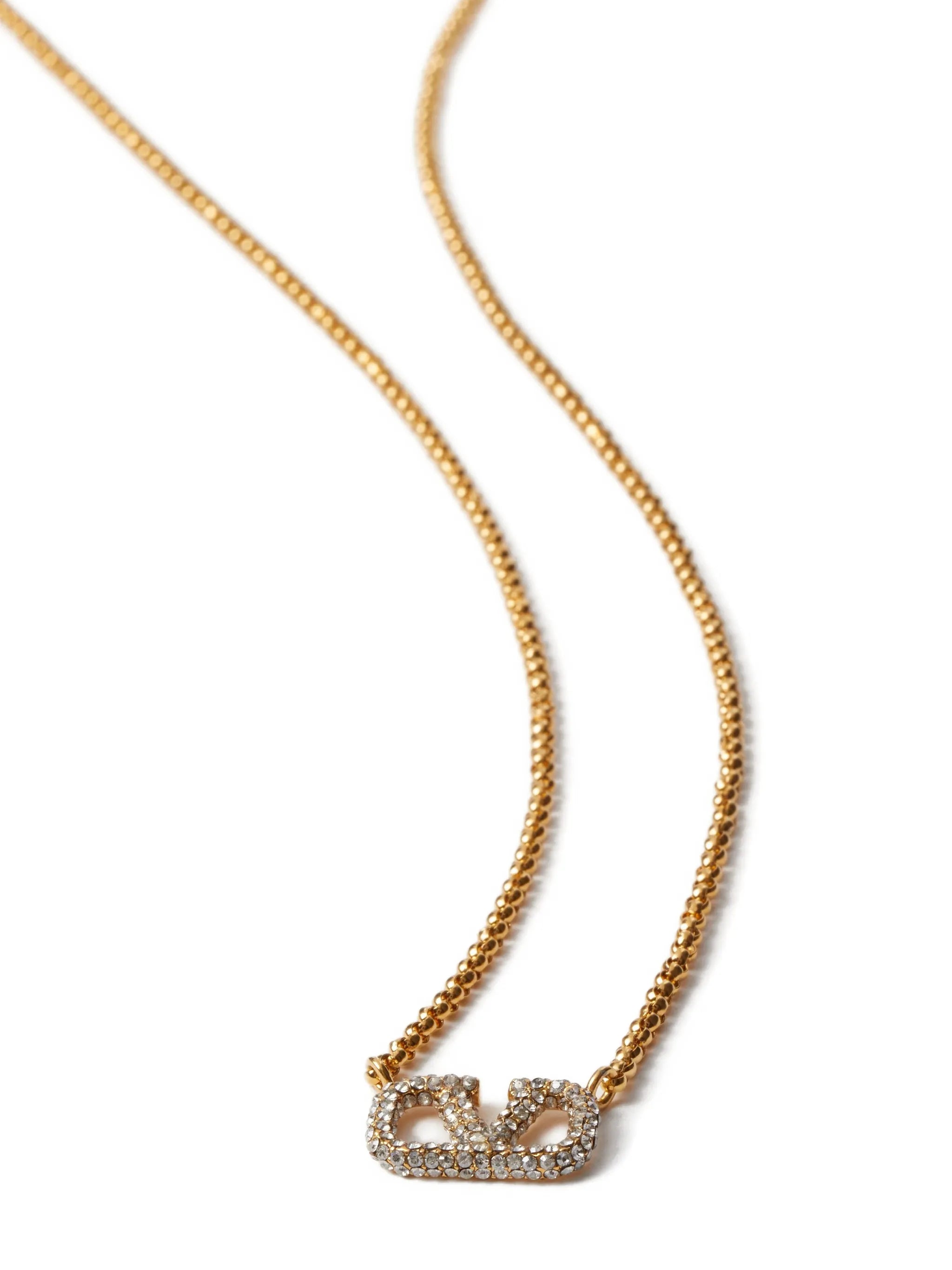 VLogo Signature crystal-embellished necklace