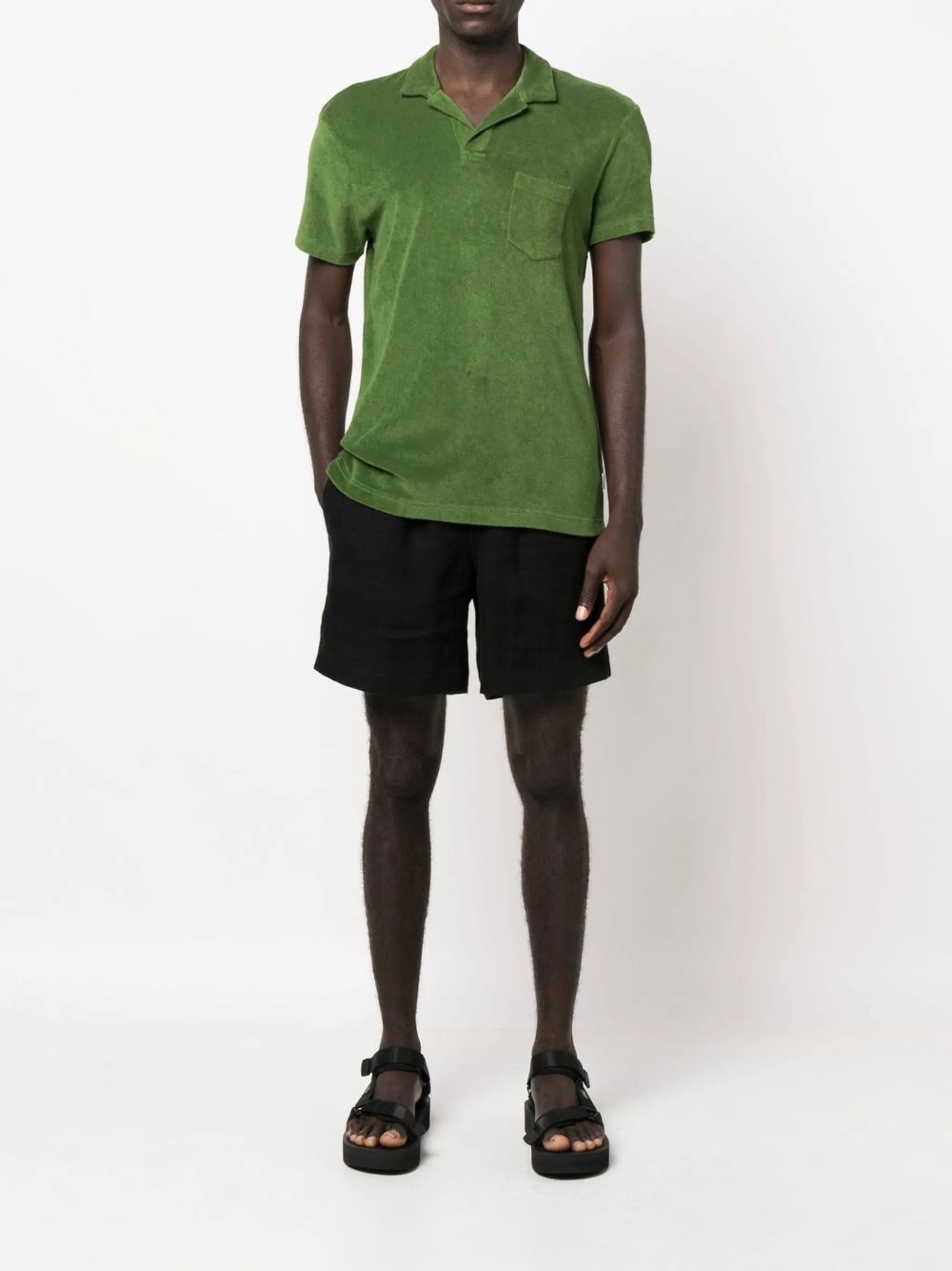 terry short-sleeve polo shirt