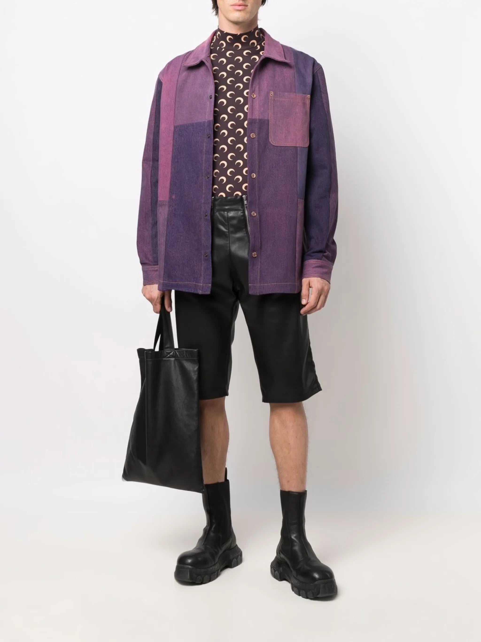 patchwork crescent moon shirt