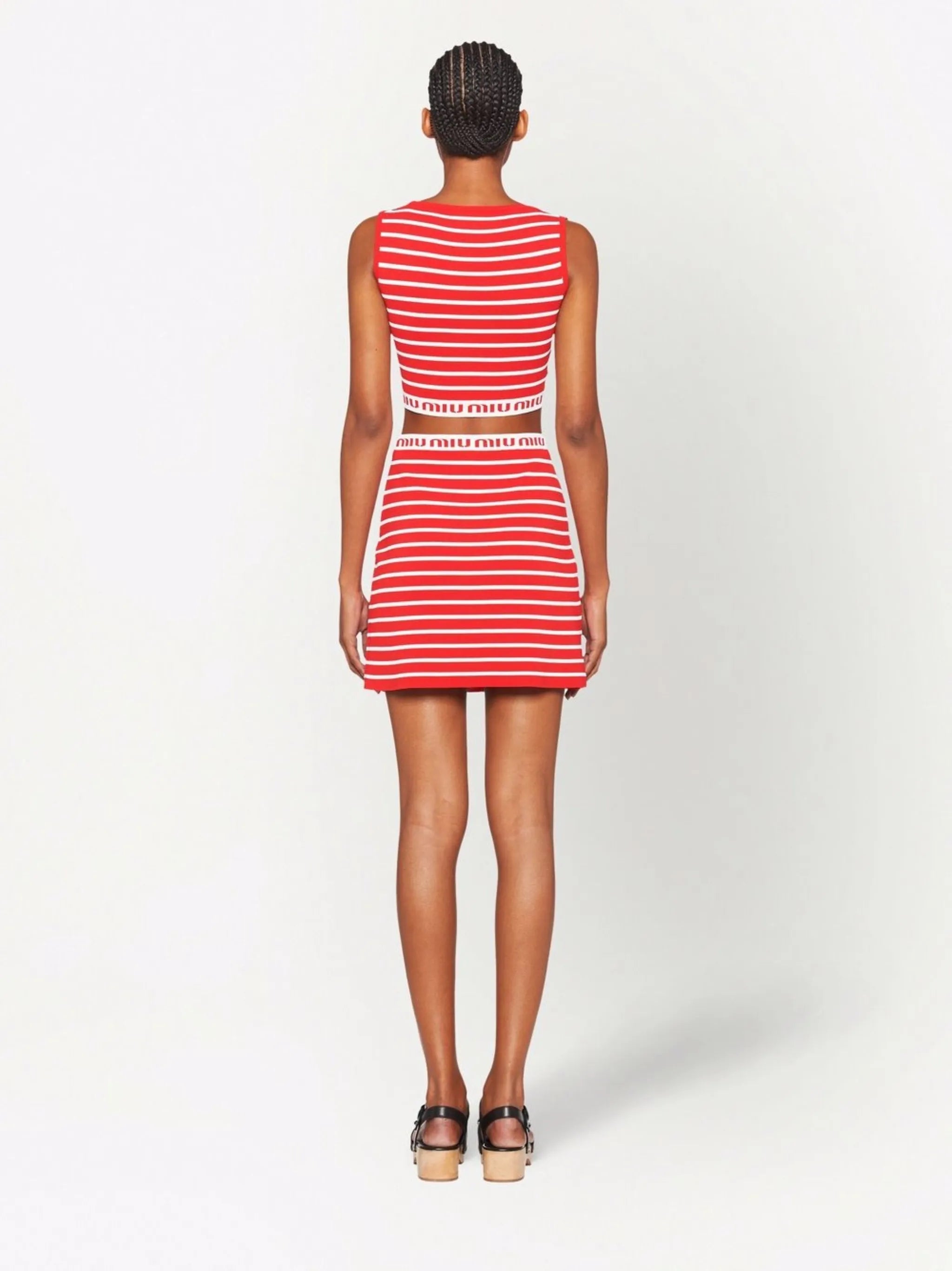 striped-viscose mini-skirt