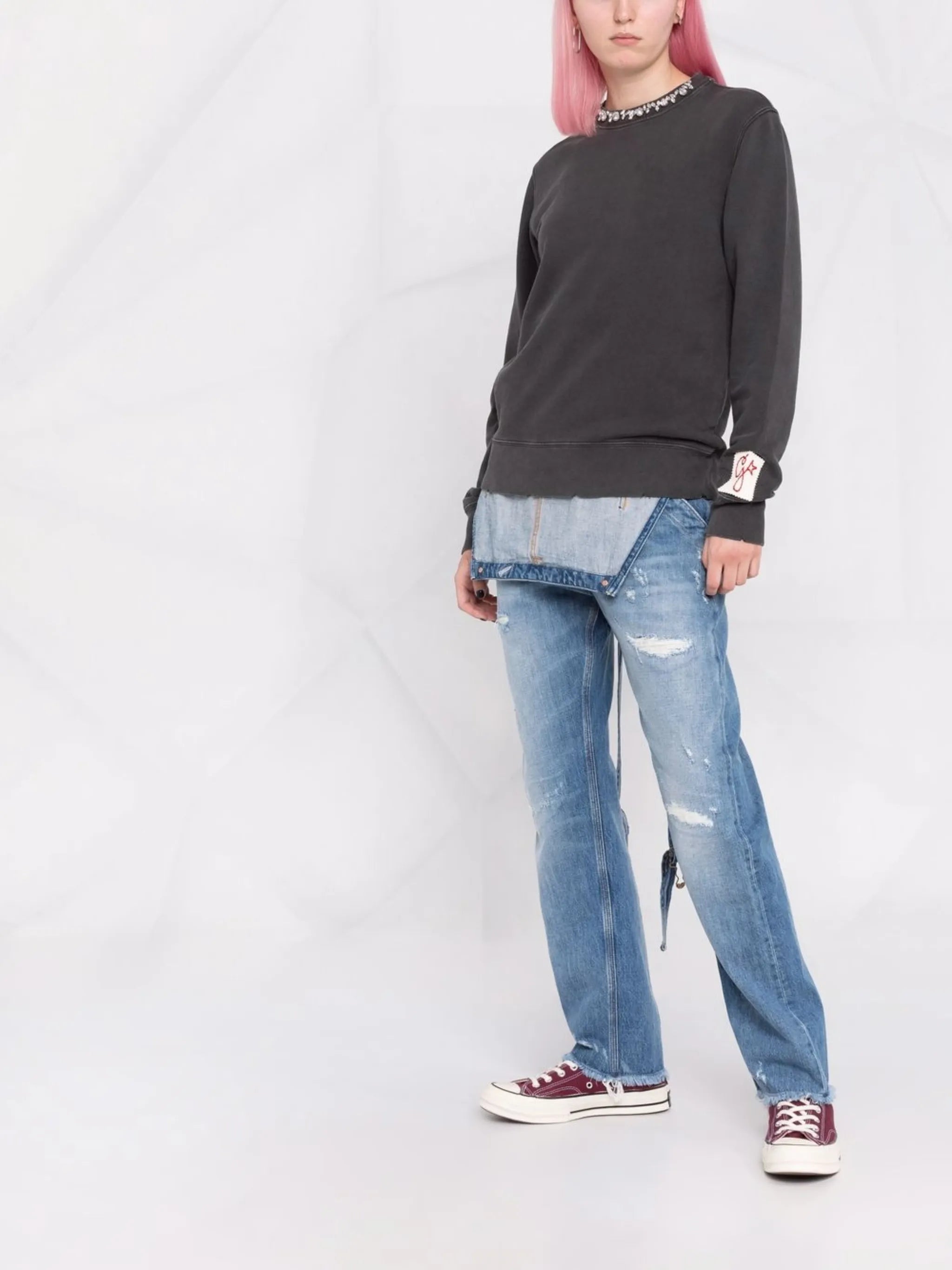crystal-embellished crew neck sweatshirt