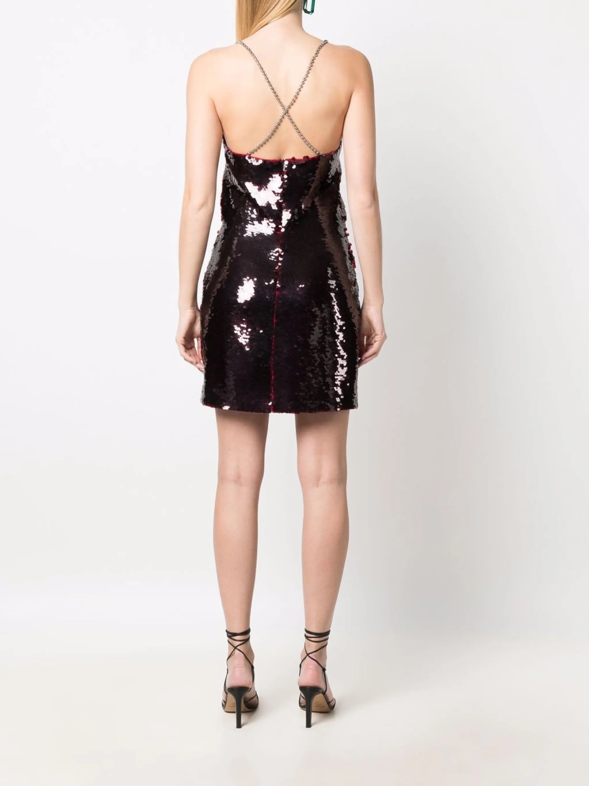 sequin beaded strap mini dress