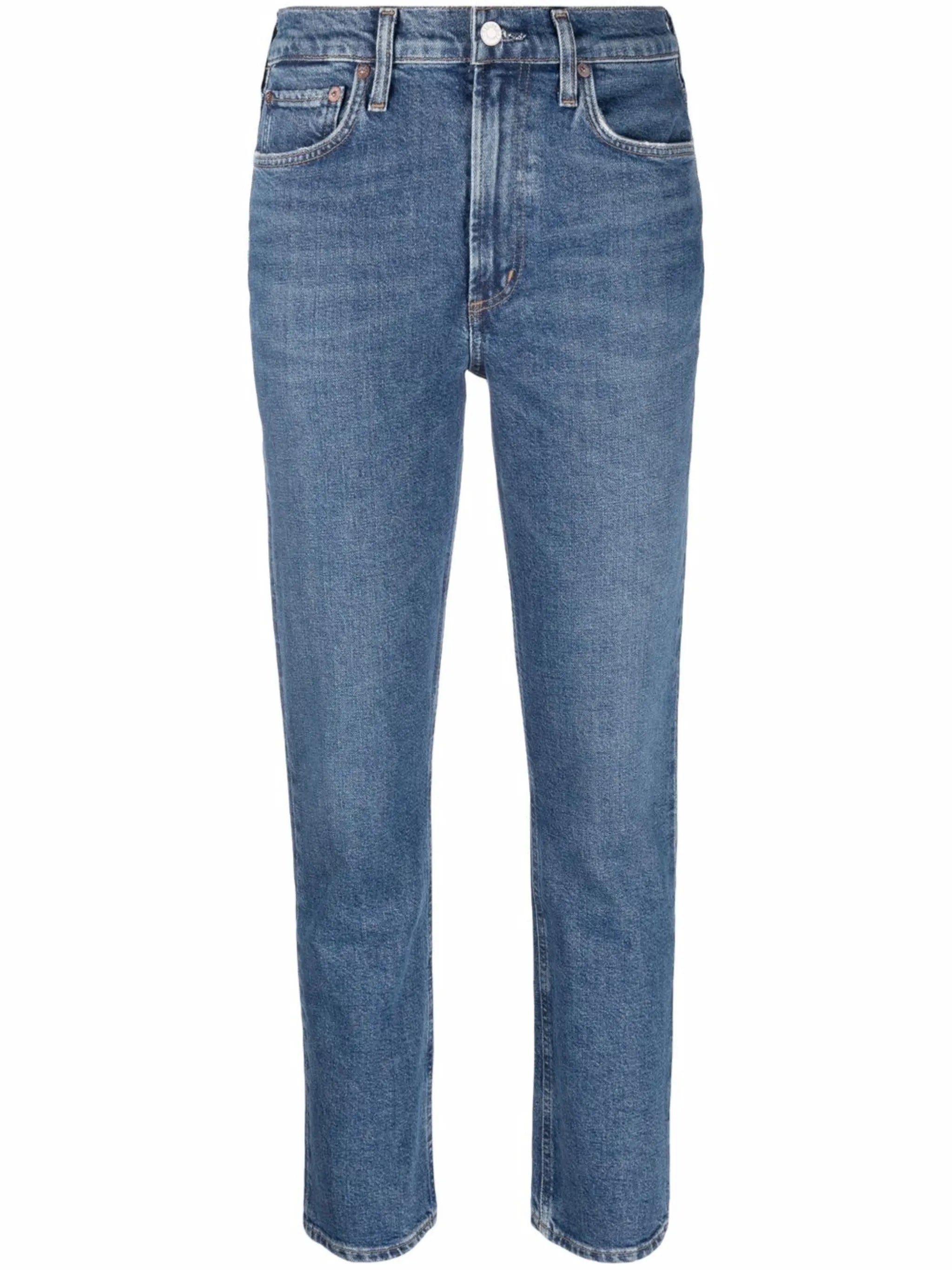 high-rise straight-leg jeans