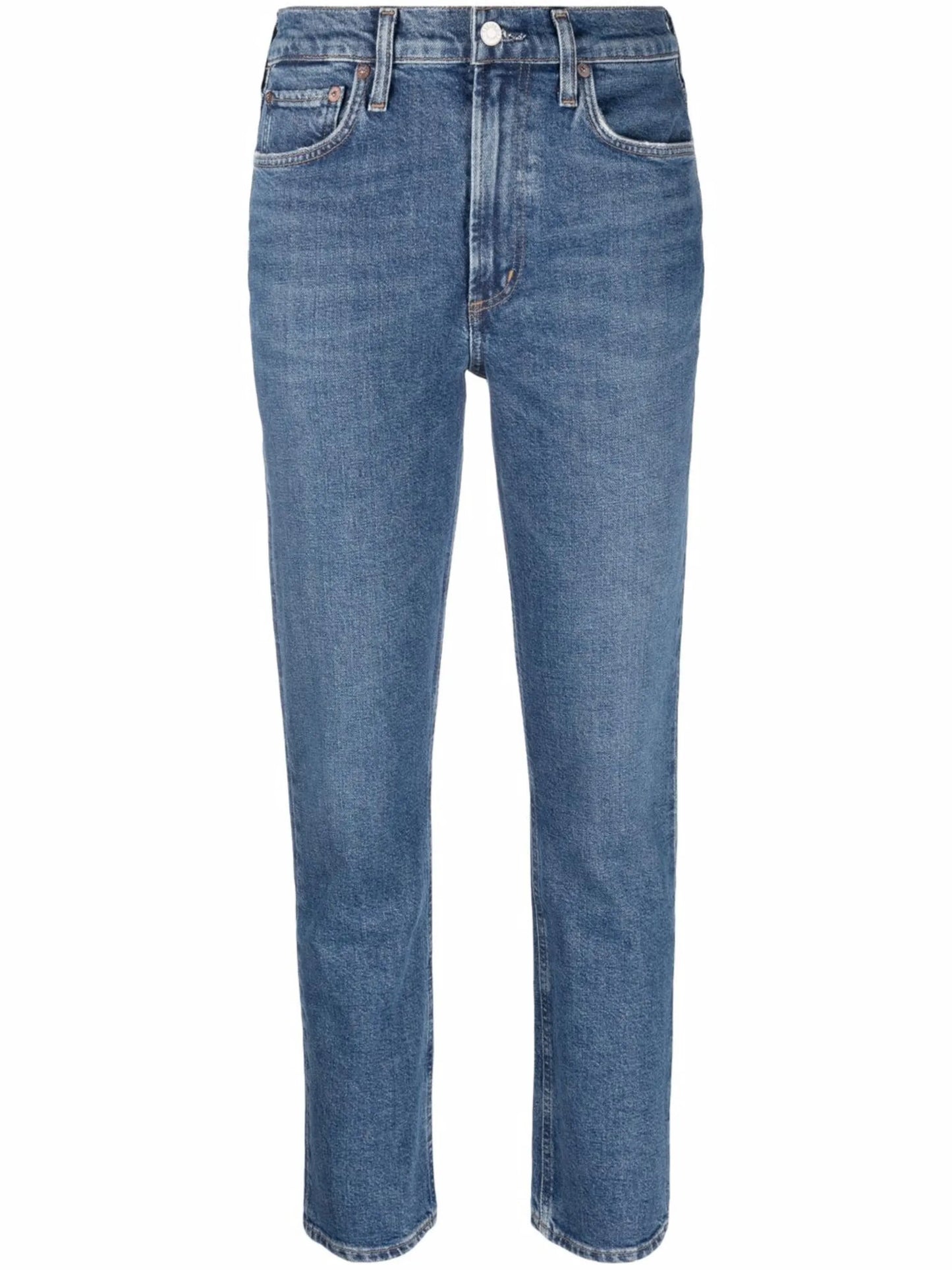 high-rise straight-leg jeans