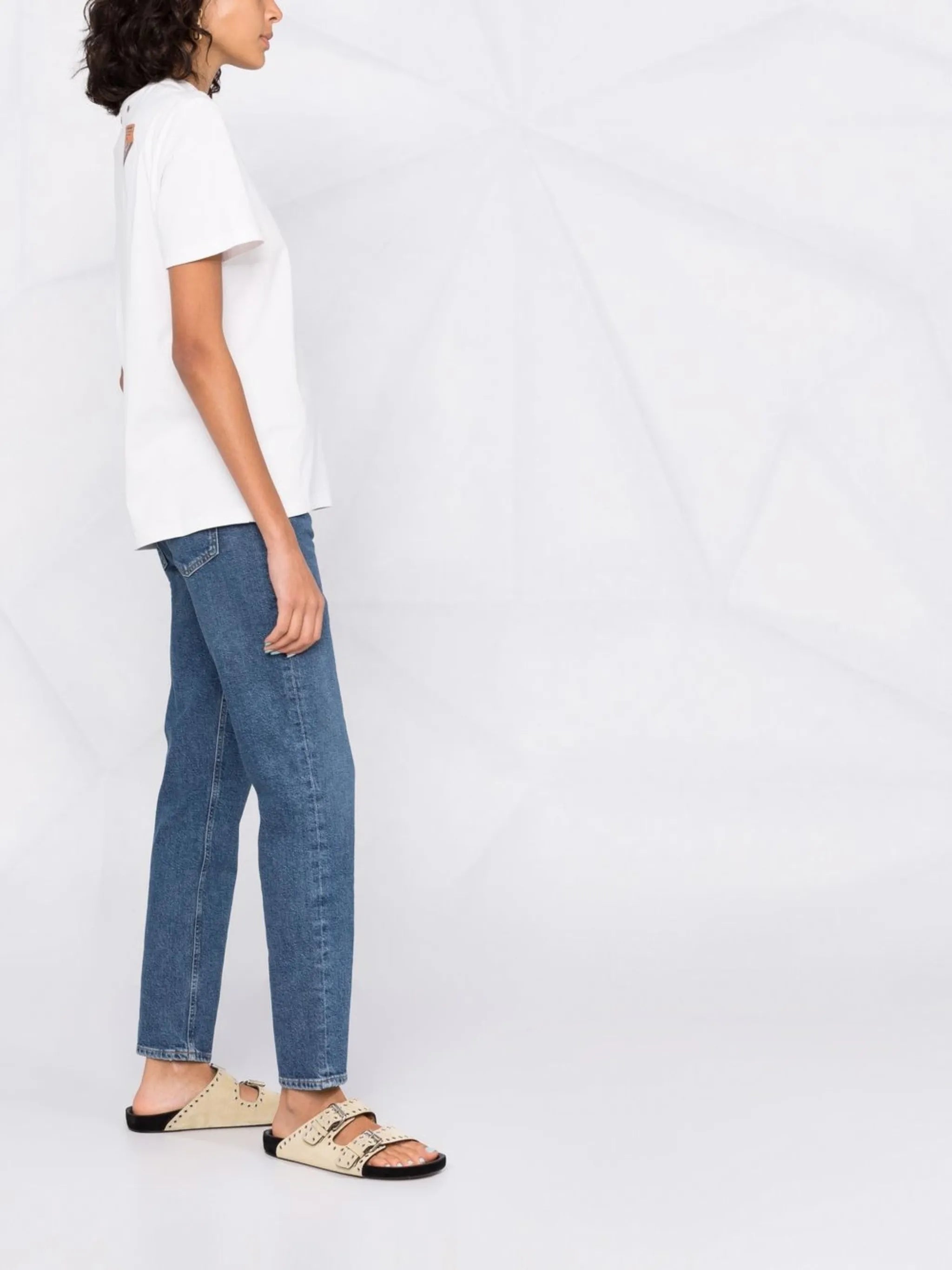 high-rise straight-leg jeans
