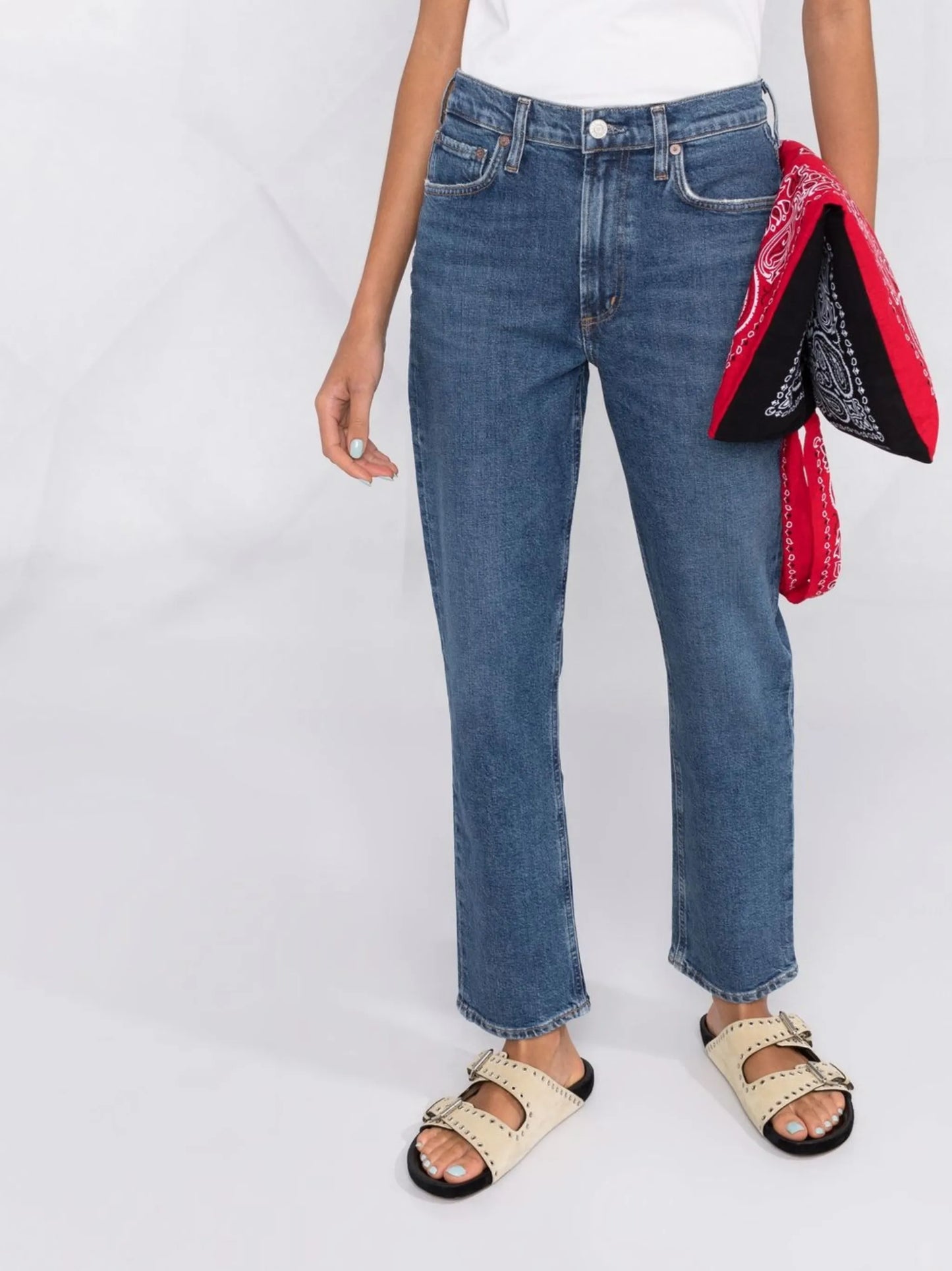 high-rise straight-leg jeans