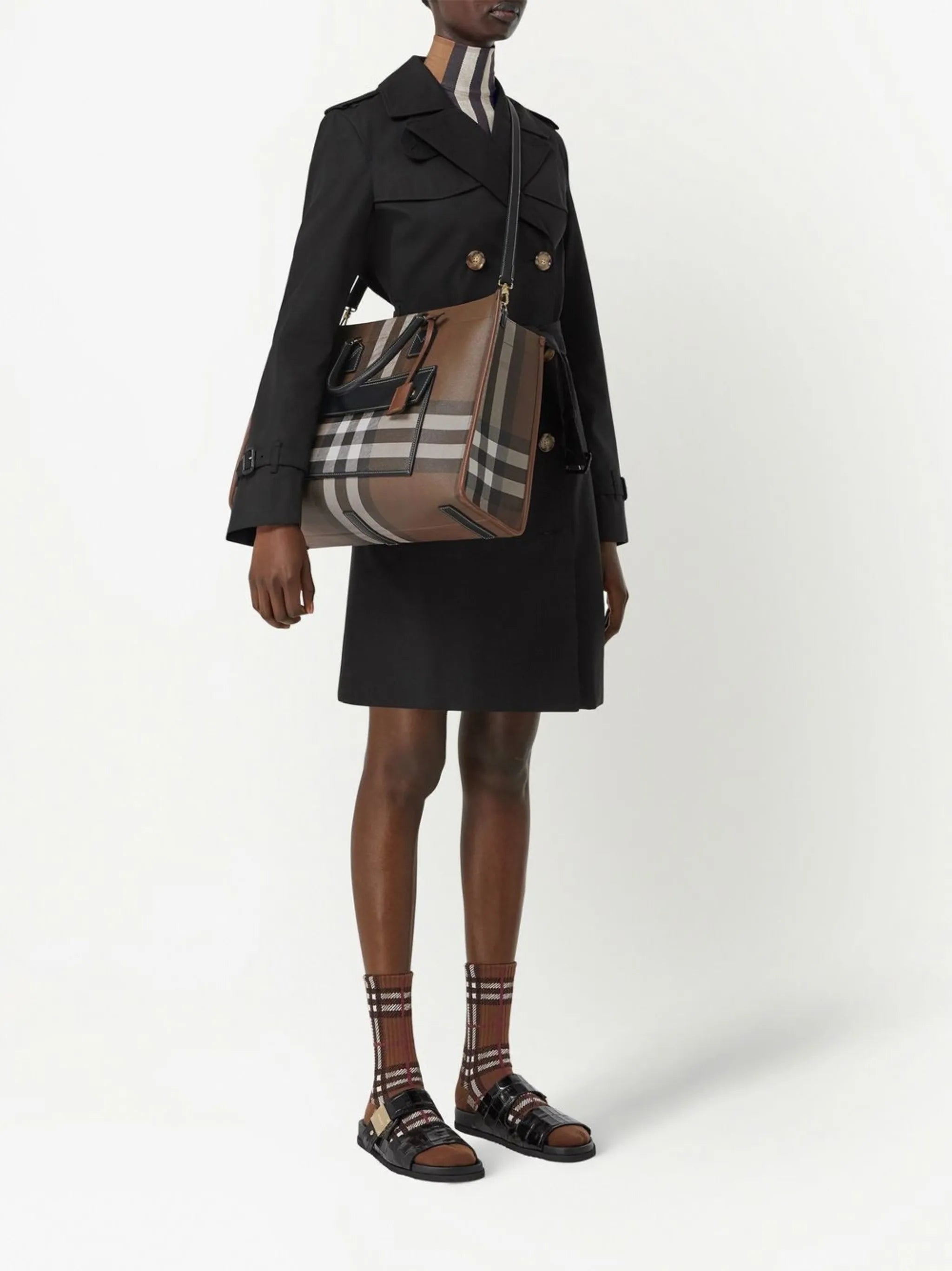 Freya check-print tote bag