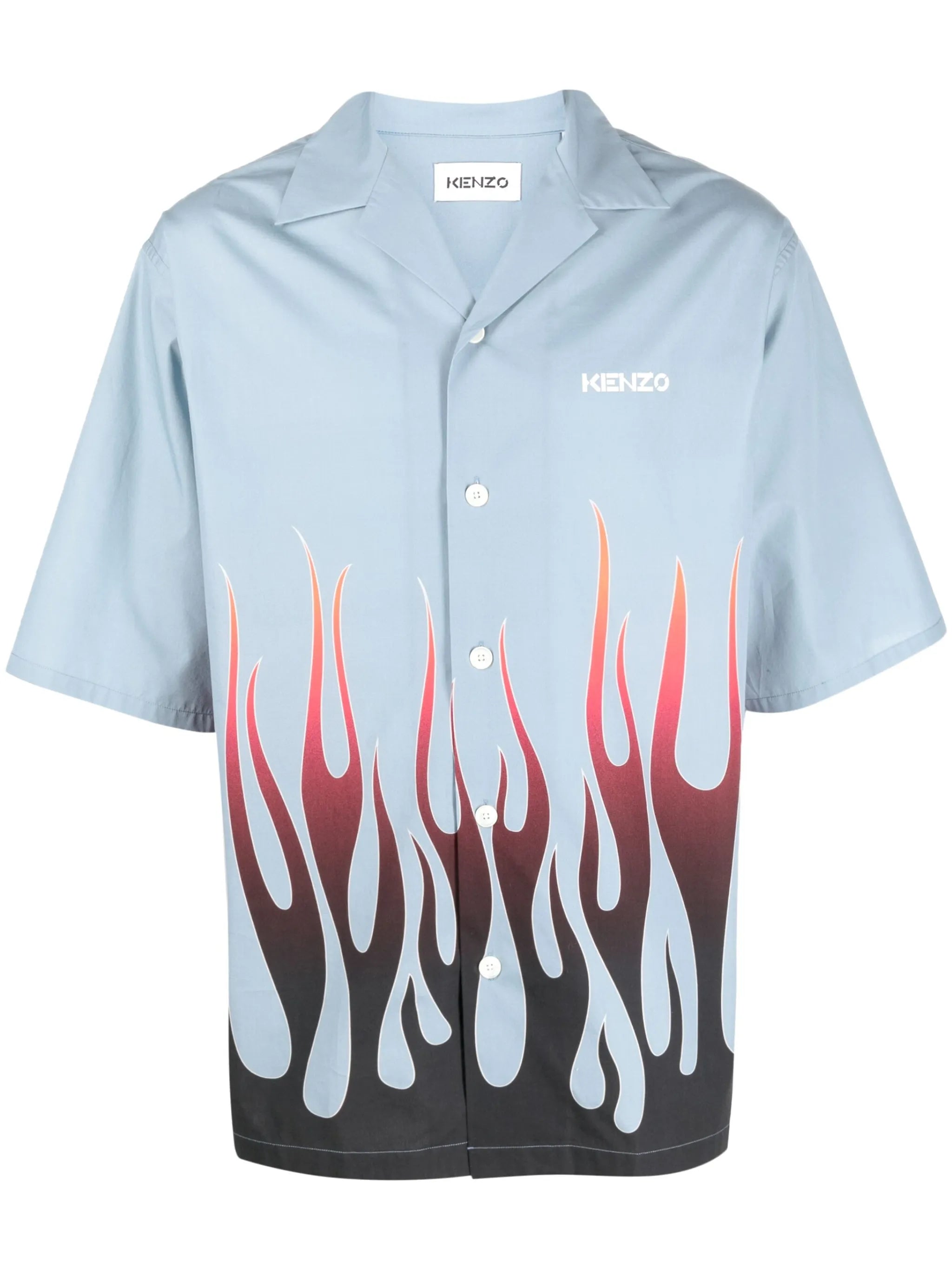 flame-print branded short-sleeve shirt