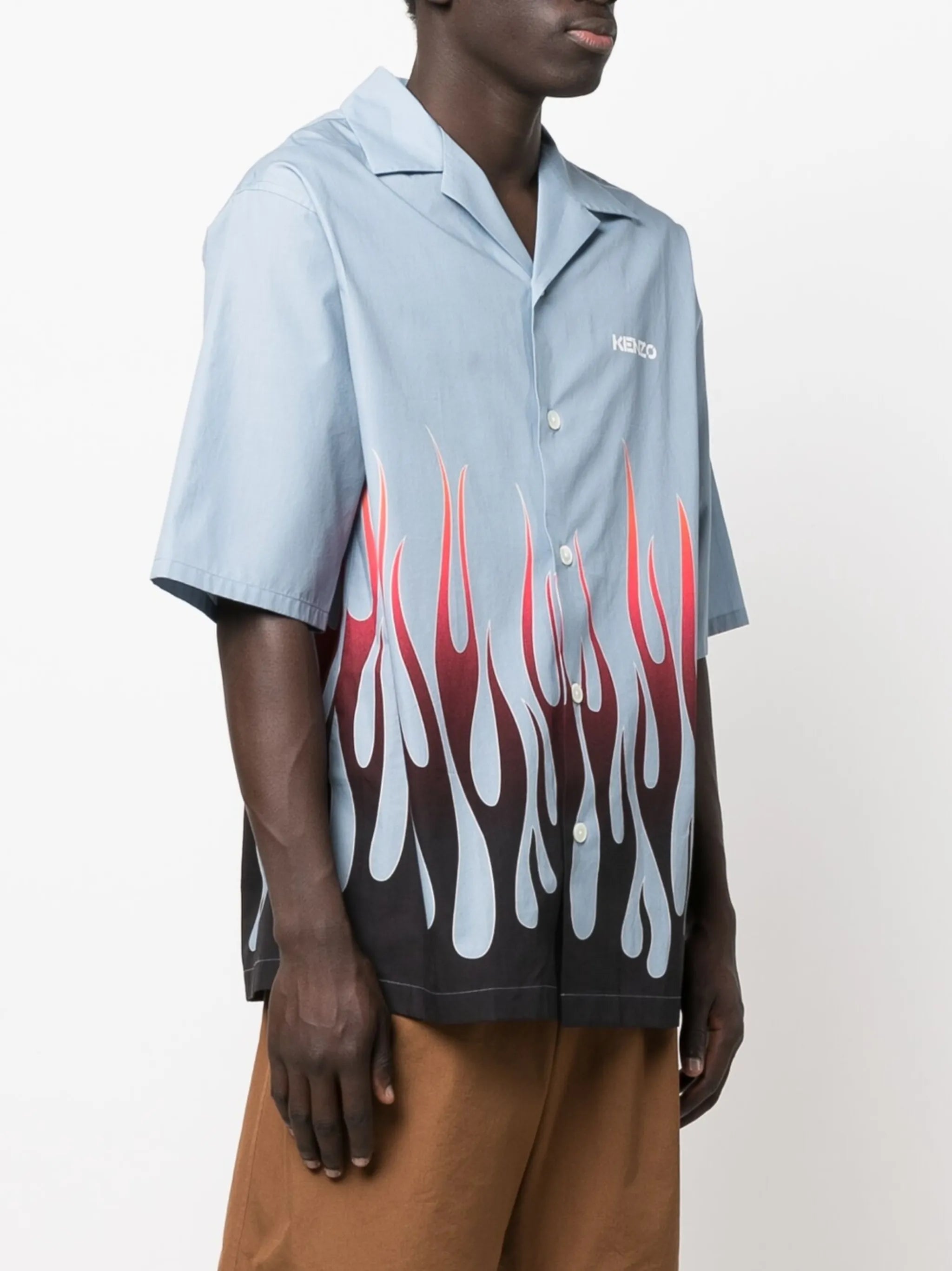 flame-print branded short-sleeve shirt