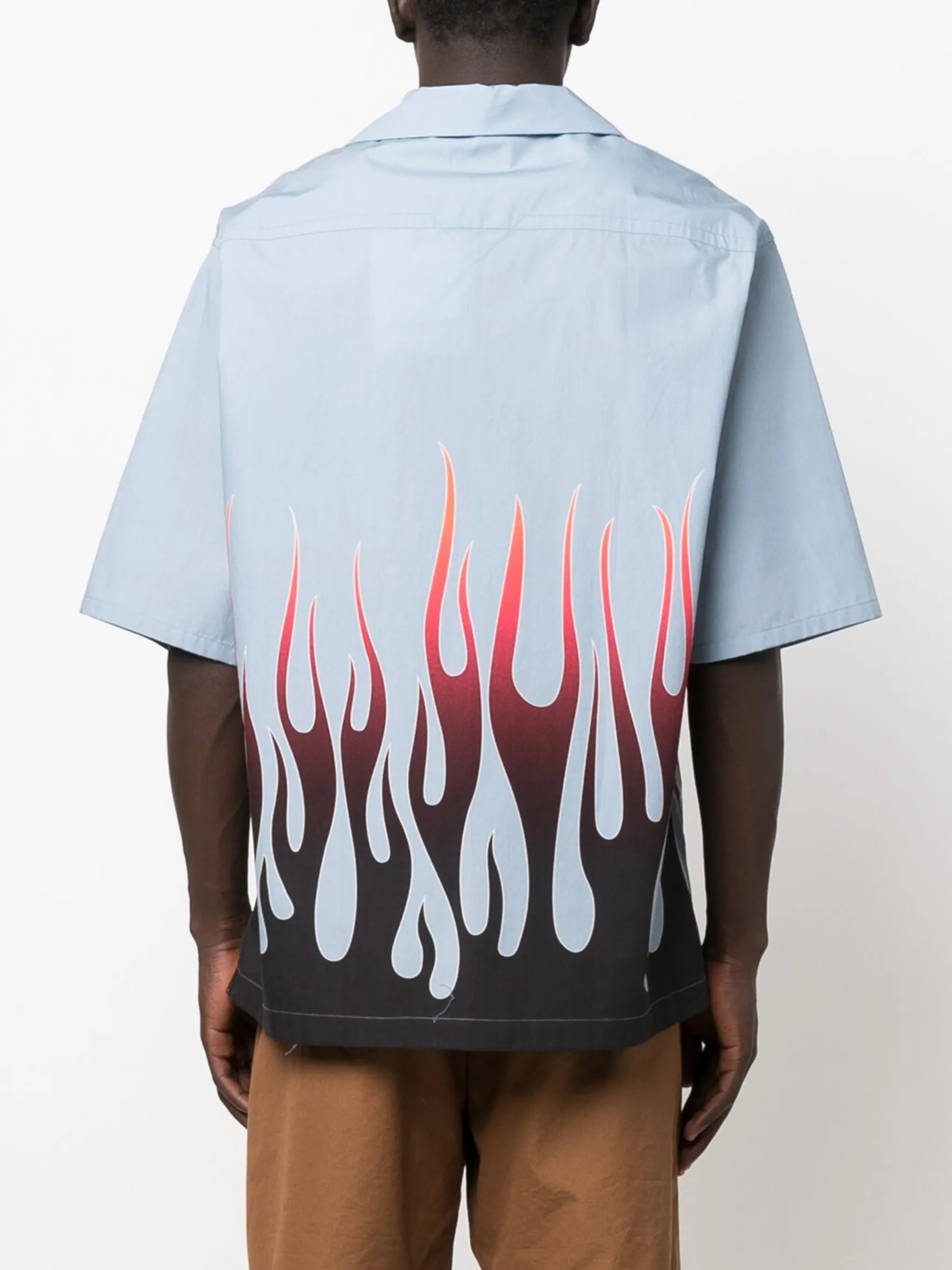 flame-print branded short-sleeve shirt