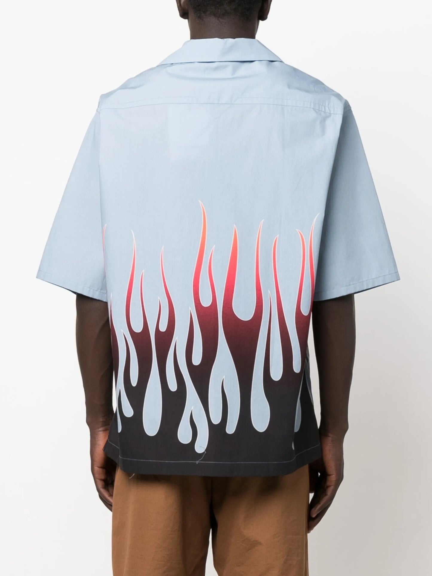 flame-print branded short-sleeve shirt