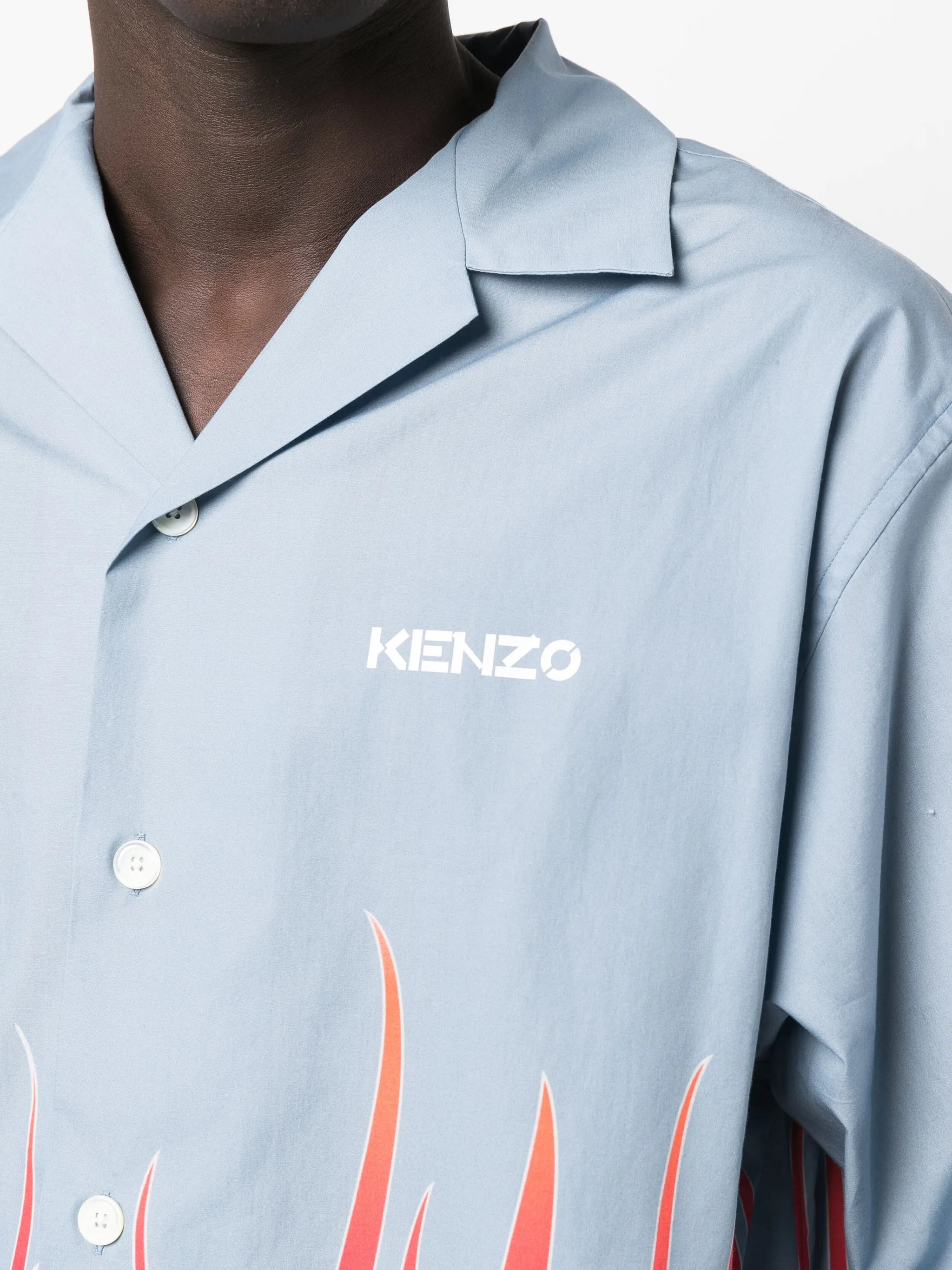 flame-print branded short-sleeve shirt
