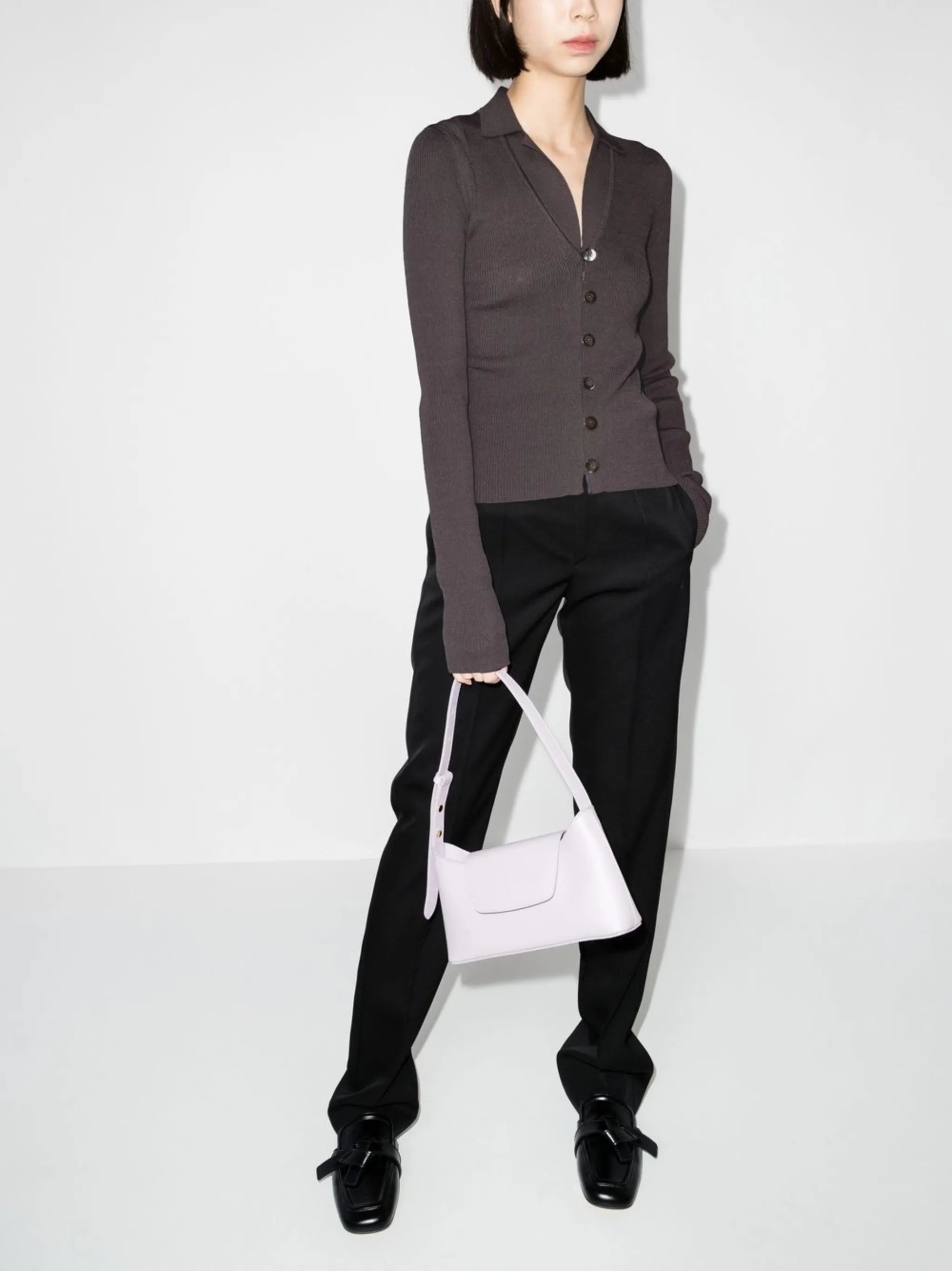 open-collar cardigan