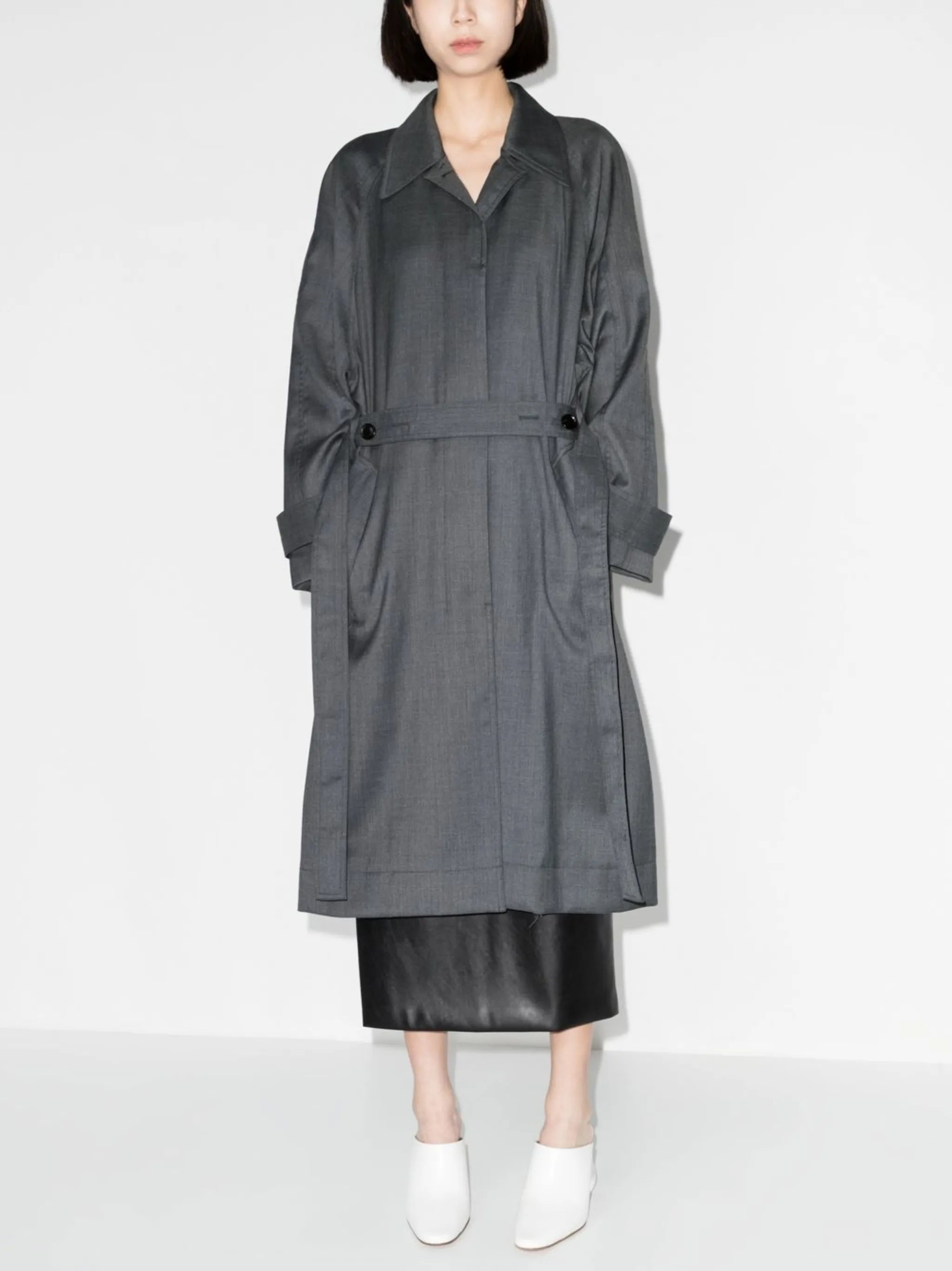 belted single-breasted trench coat
