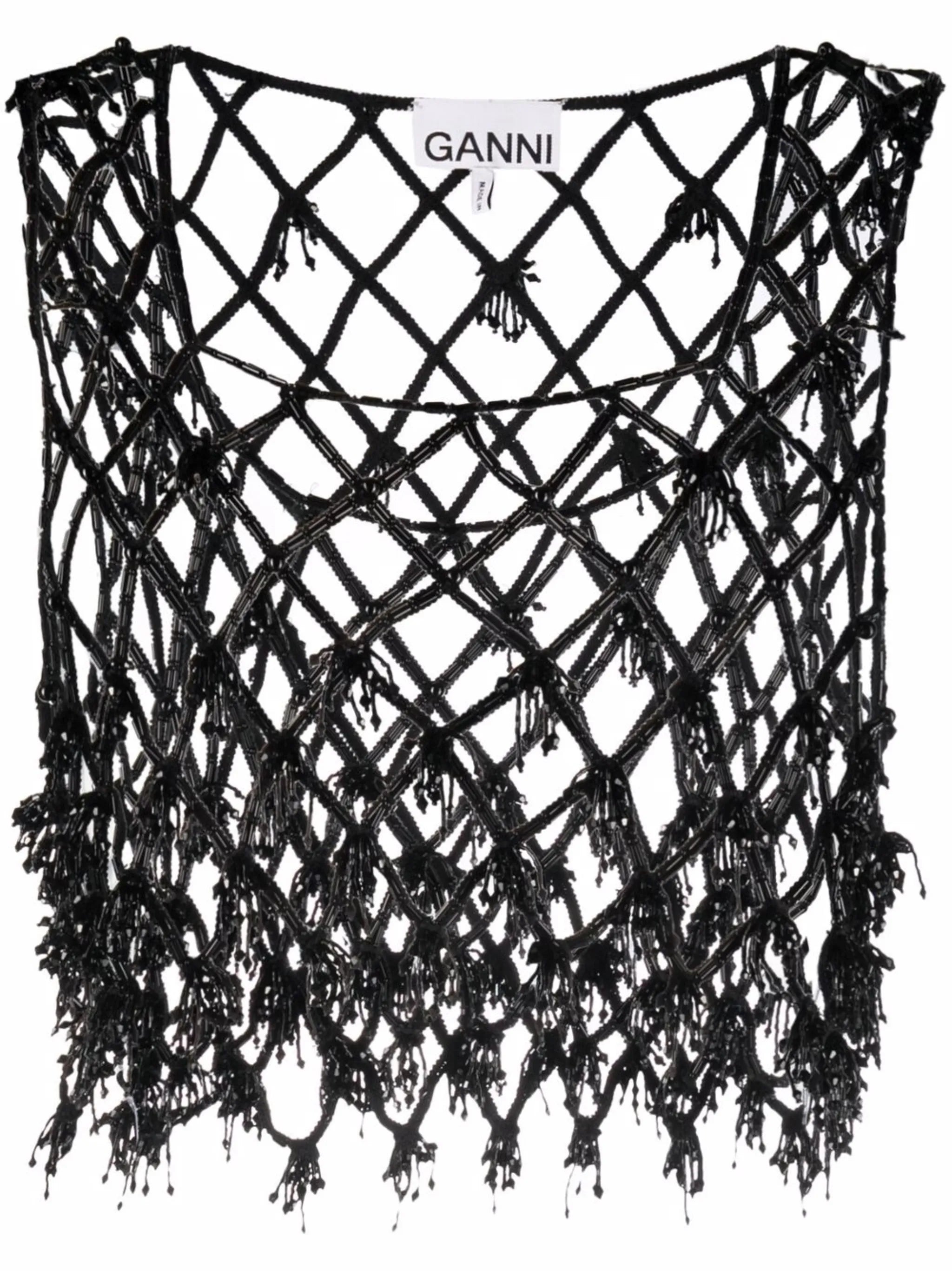 beaded netting crop top