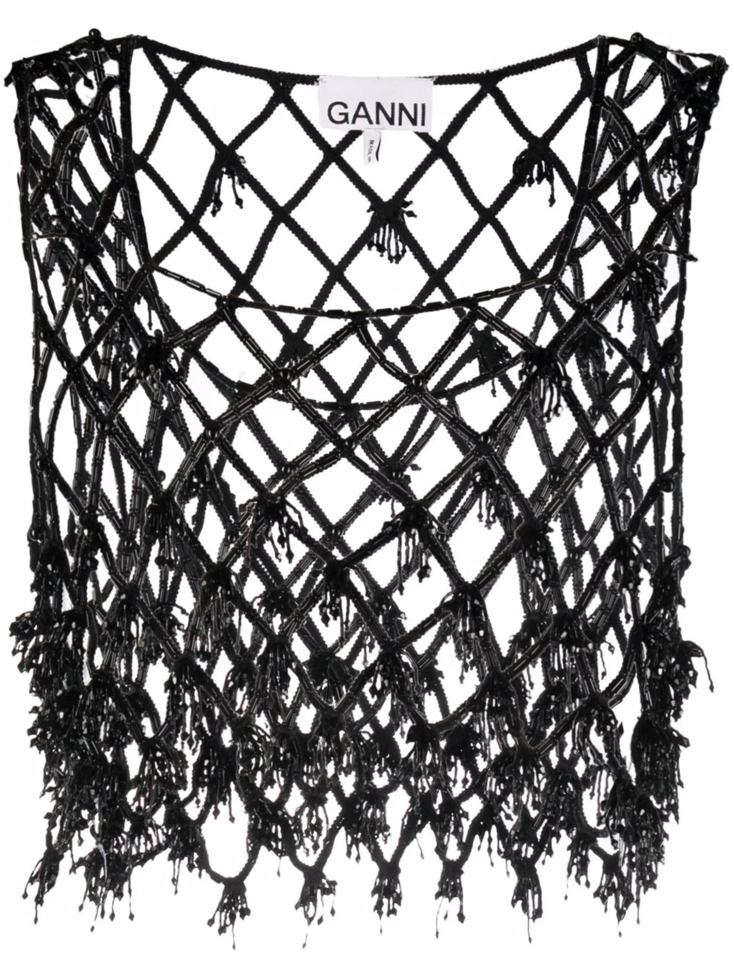 beaded netting crop top