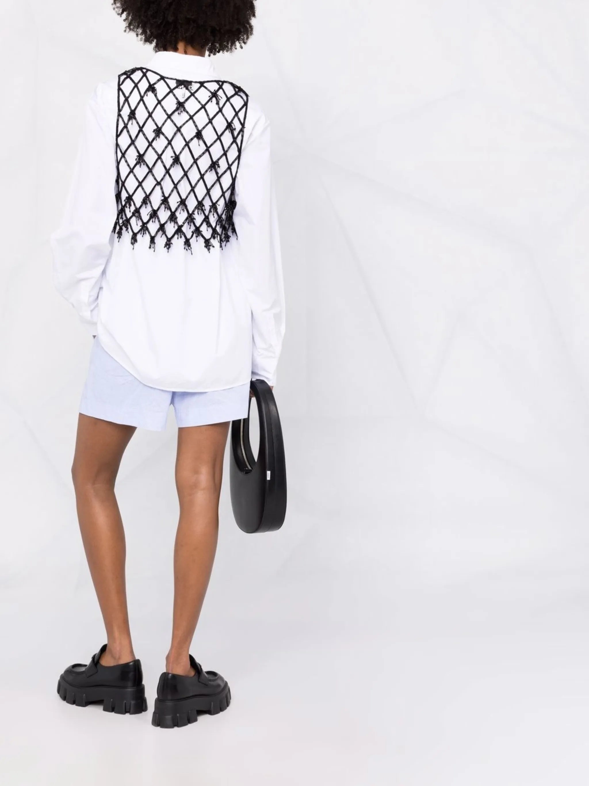 beaded netting crop top