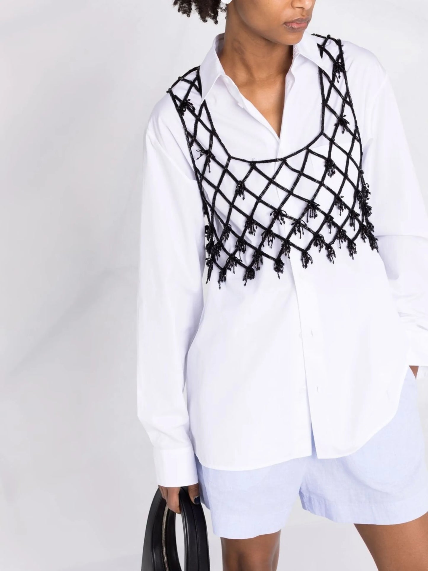 beaded netting crop top