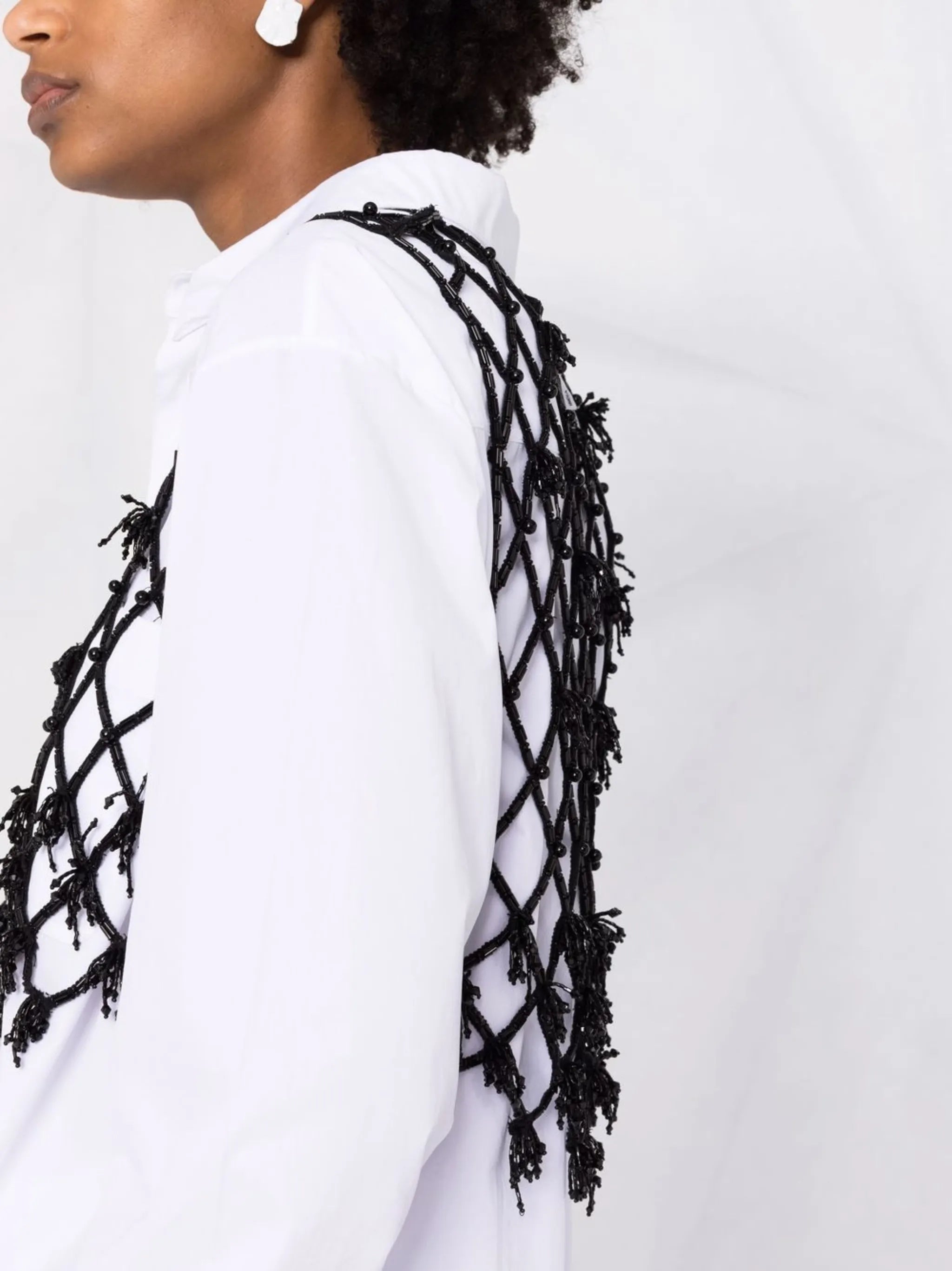 beaded netting crop top