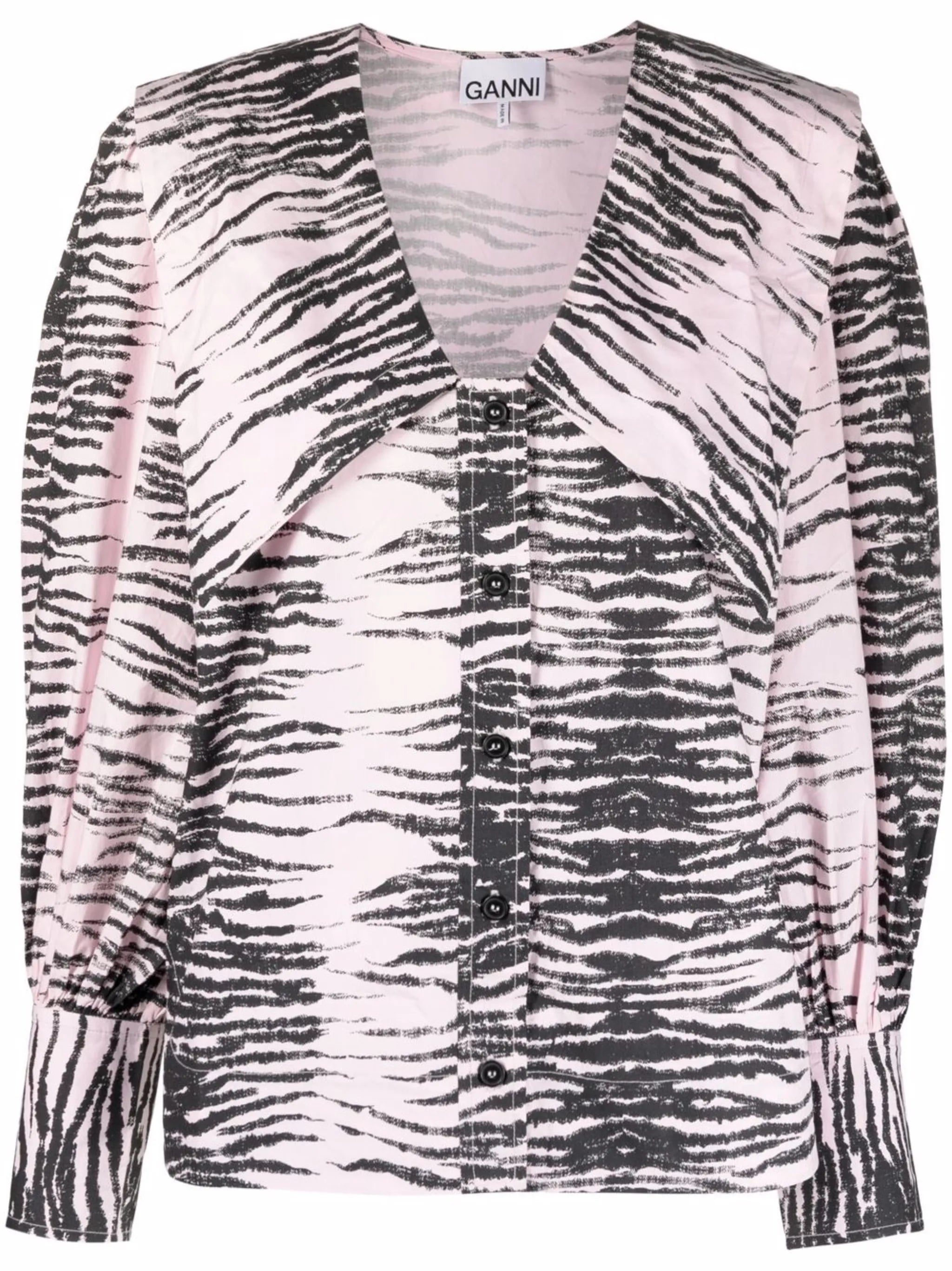 stripe print V-neck shirt
