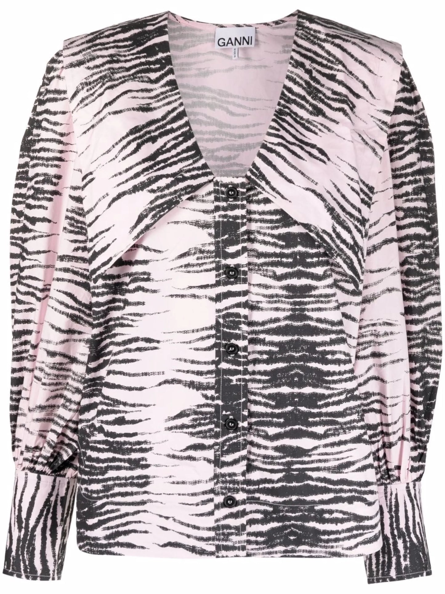 stripe print V-neck shirt