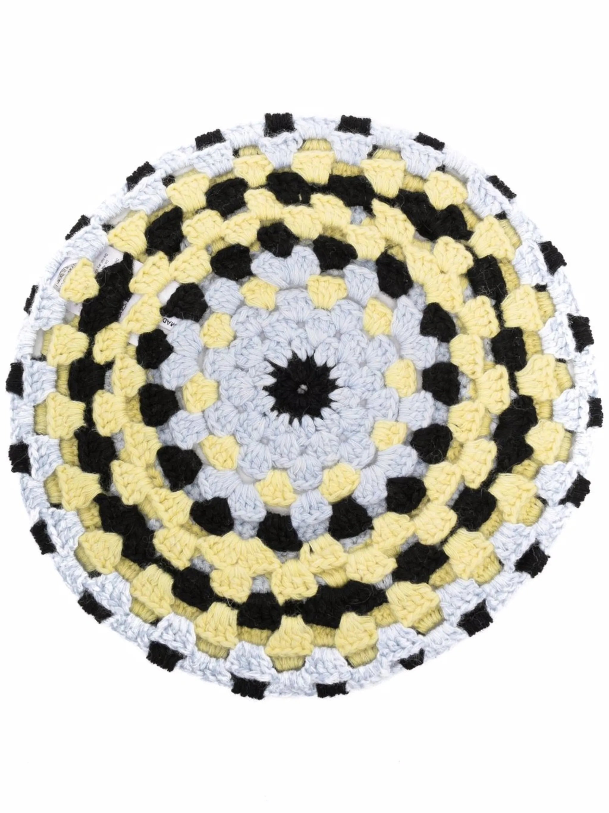 colour-block crochet beret