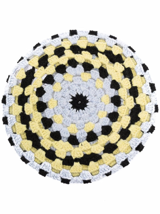colour-block crochet beret