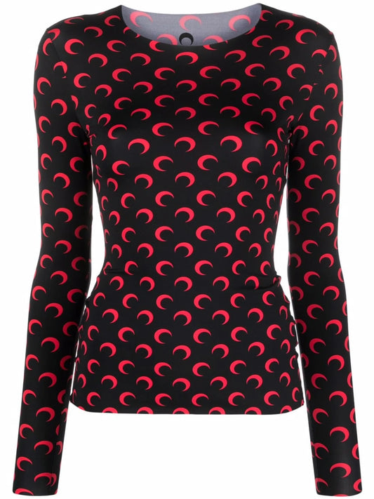 Crescent Moon-print jersey top